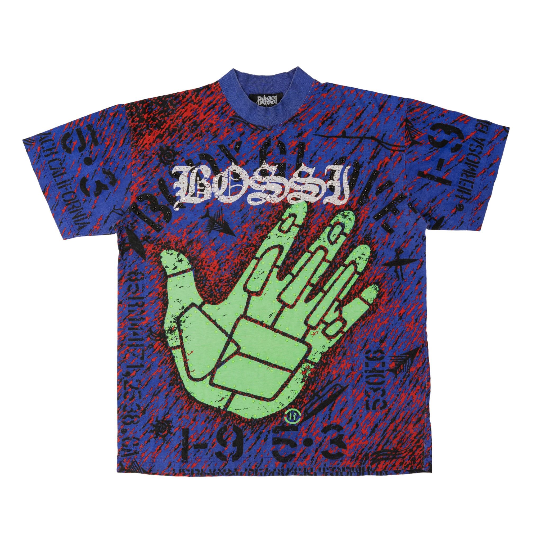 Bossi Sportswear Body Glove Rhinestone Short Sleeve Tee Shirt Purple Green M Size US L / EU 52-54 / 3 - 1 Thumbnail