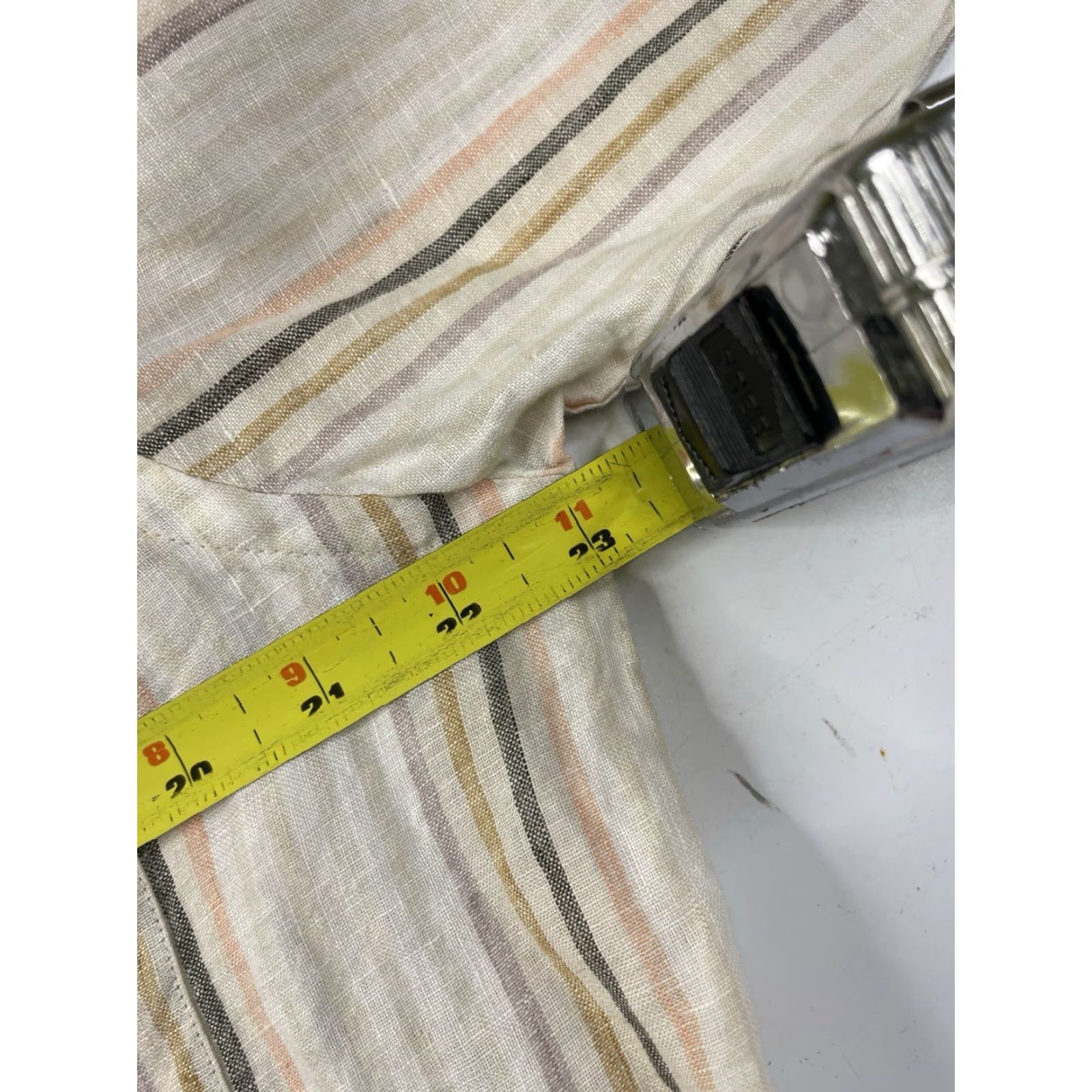 Bloomingdale's Bloomingdale's The Men's Store Linen Button Down Shirt Striped XL Multicolor Pattern Long Sleeve Button-Up Collared Men Size US XL / EU 56 / 4 - 7 Thumbnail