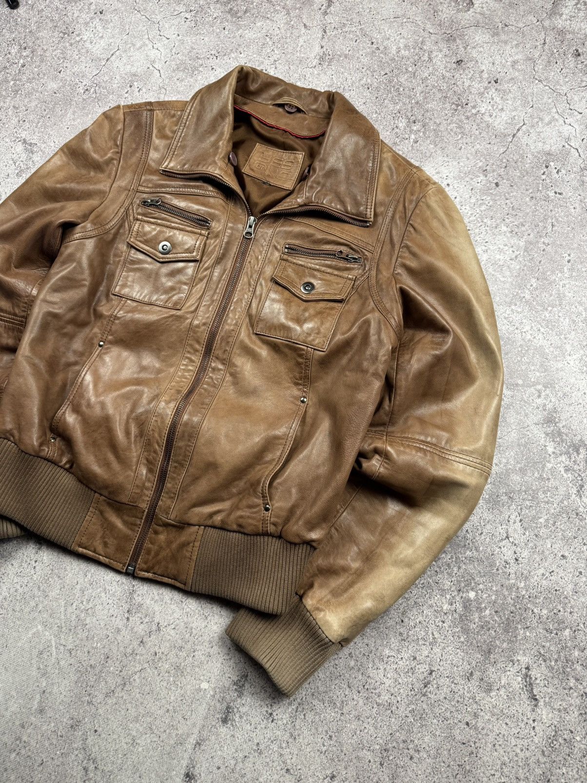 Genuine Leather Vintage 90s Faded Distressed Brown Leather Bomber Jacket Size US S / EU 44-46 / 1 - 2 Thumbnail