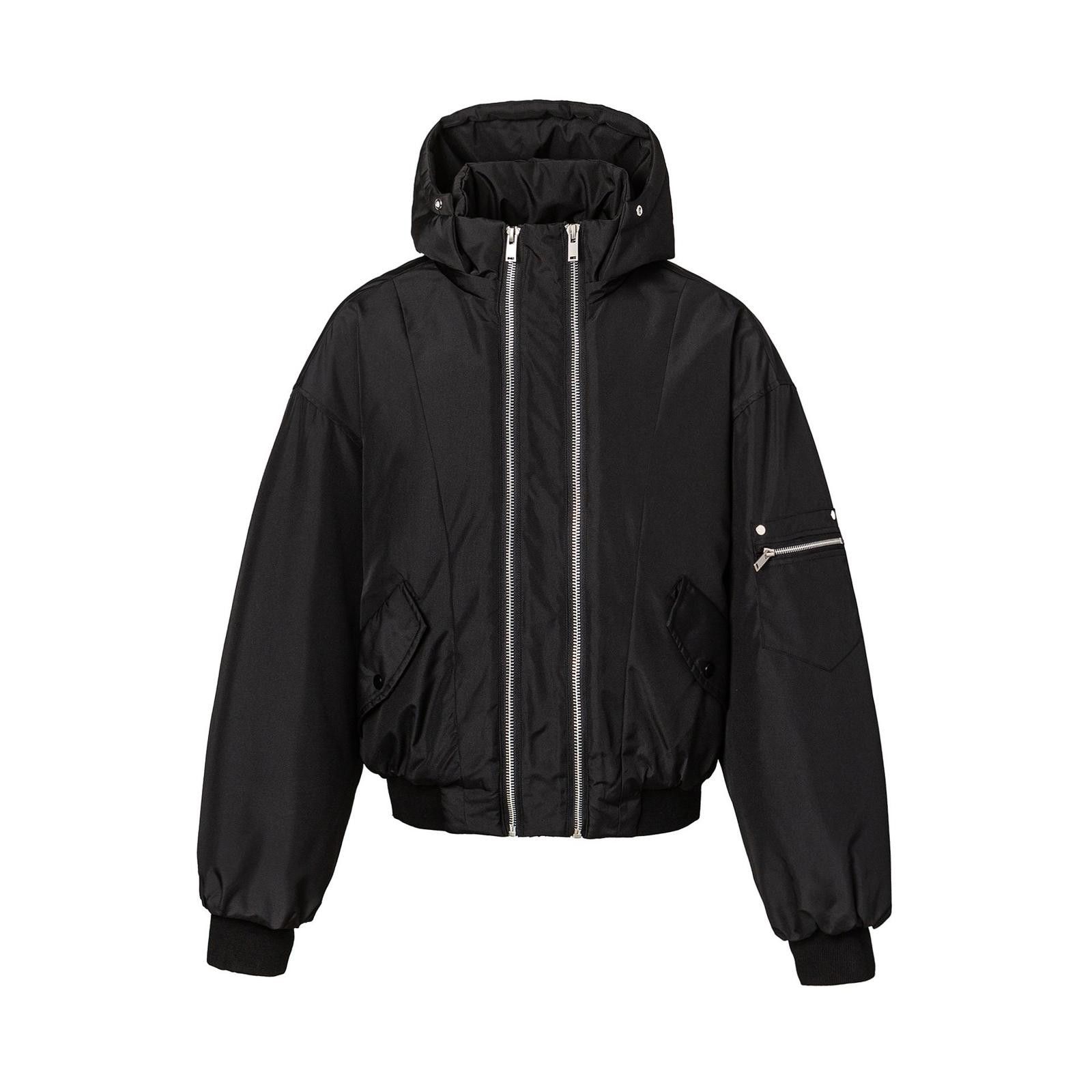 Japanese Brand Black Hooded Bomber Jacket, Lightweight Mens Outerwear Size US M / EU 48-50 / 2 - 1 Thumbnail