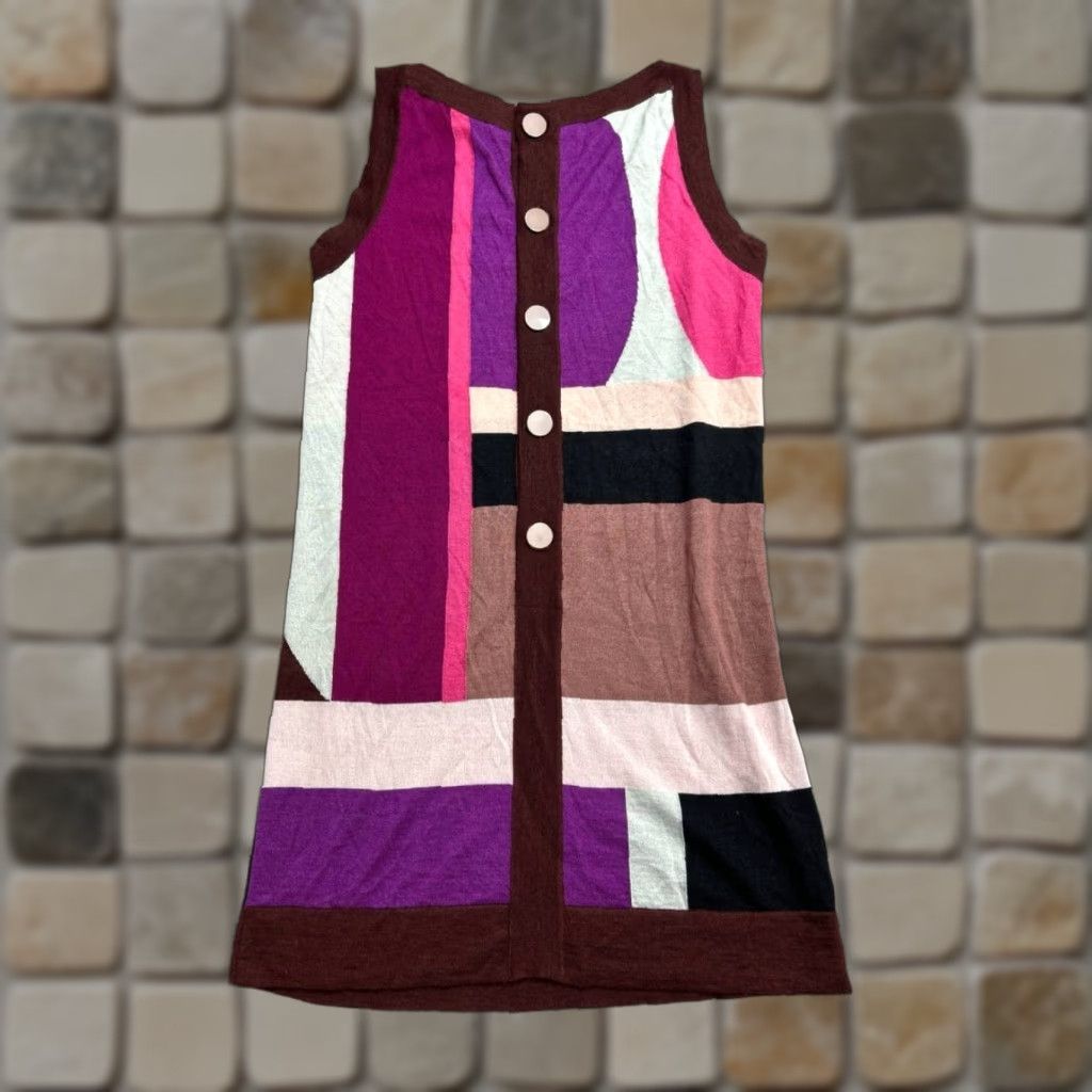 Missoni Shift Dress Womens XXS Multicolor Color Block Cashmere Button Front Dress