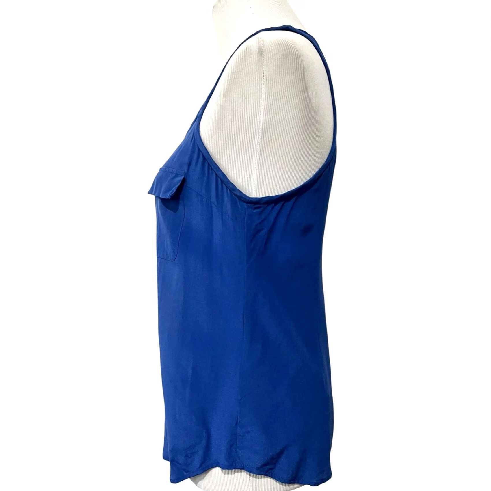 Joie Joie Women’s Silk Tank Top Sleeveless Button Front Blue Pockets Racerback XS Holiday/Party/Casual Summer Casual Womens XS Silk Tank Top Blue Size XS / US 0-2 / IT 36-38 - 5 Thumbnail
