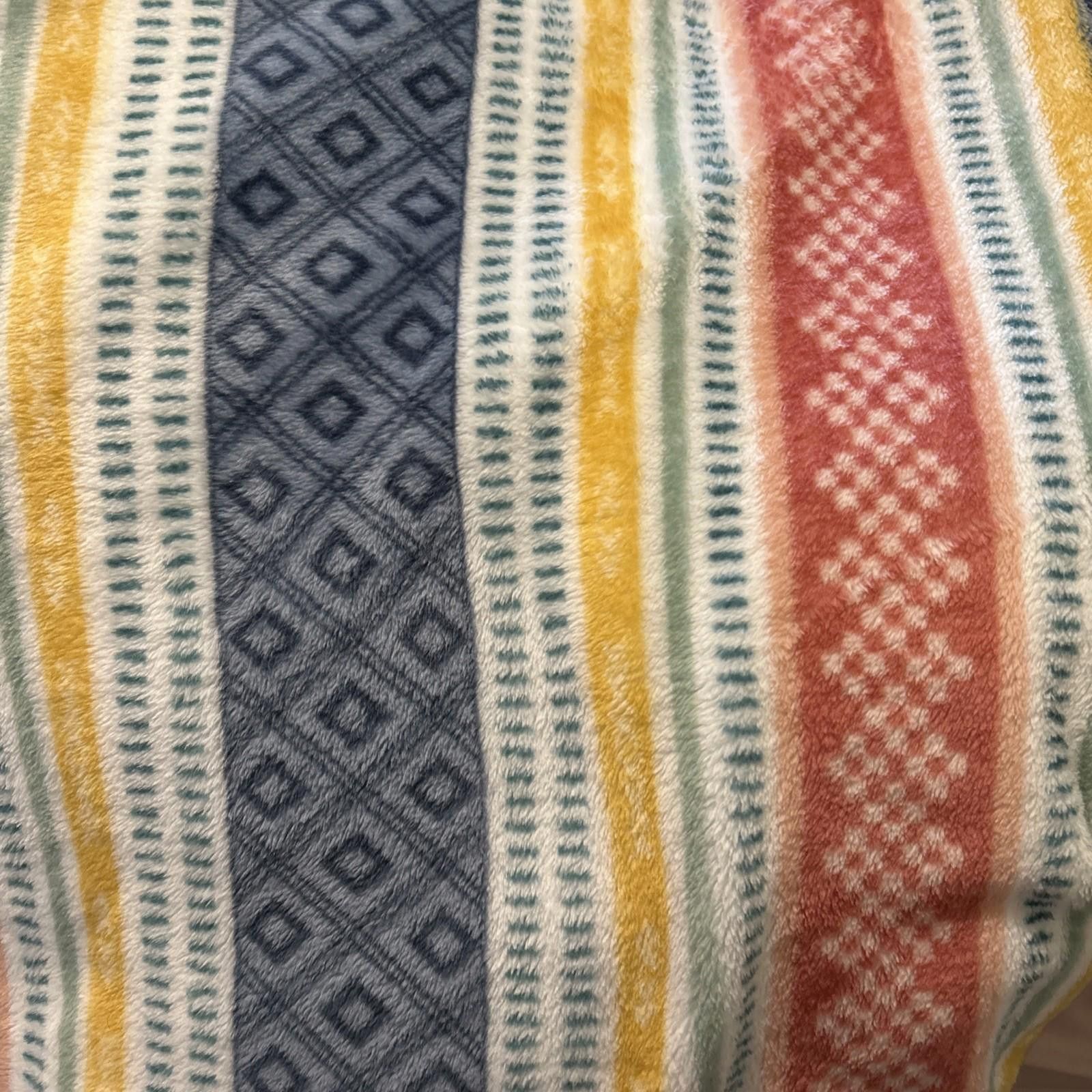 Other Plush Fleece Throw Blanket Southwestern Striped Boho 50”x72” Size ONE SIZE - 2 Thumbnail