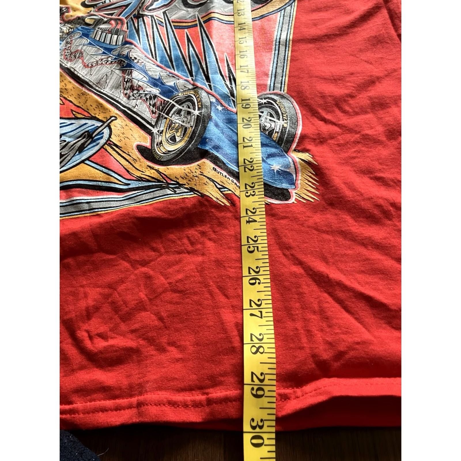 Jerzees VINTAGE Gildan Drag Racing Hot Rod Graphic T-shirt XL Red Lisa Herr Double Sided Mens XL White T-Shirt 90s NHRA USA Double-Sided Size US XL / EU 56 / 4 - 7 Thumbnail