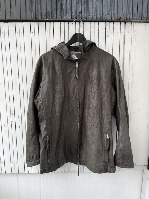 Layer-0 Dark Green Crinkled Leather Jacket | Grailed