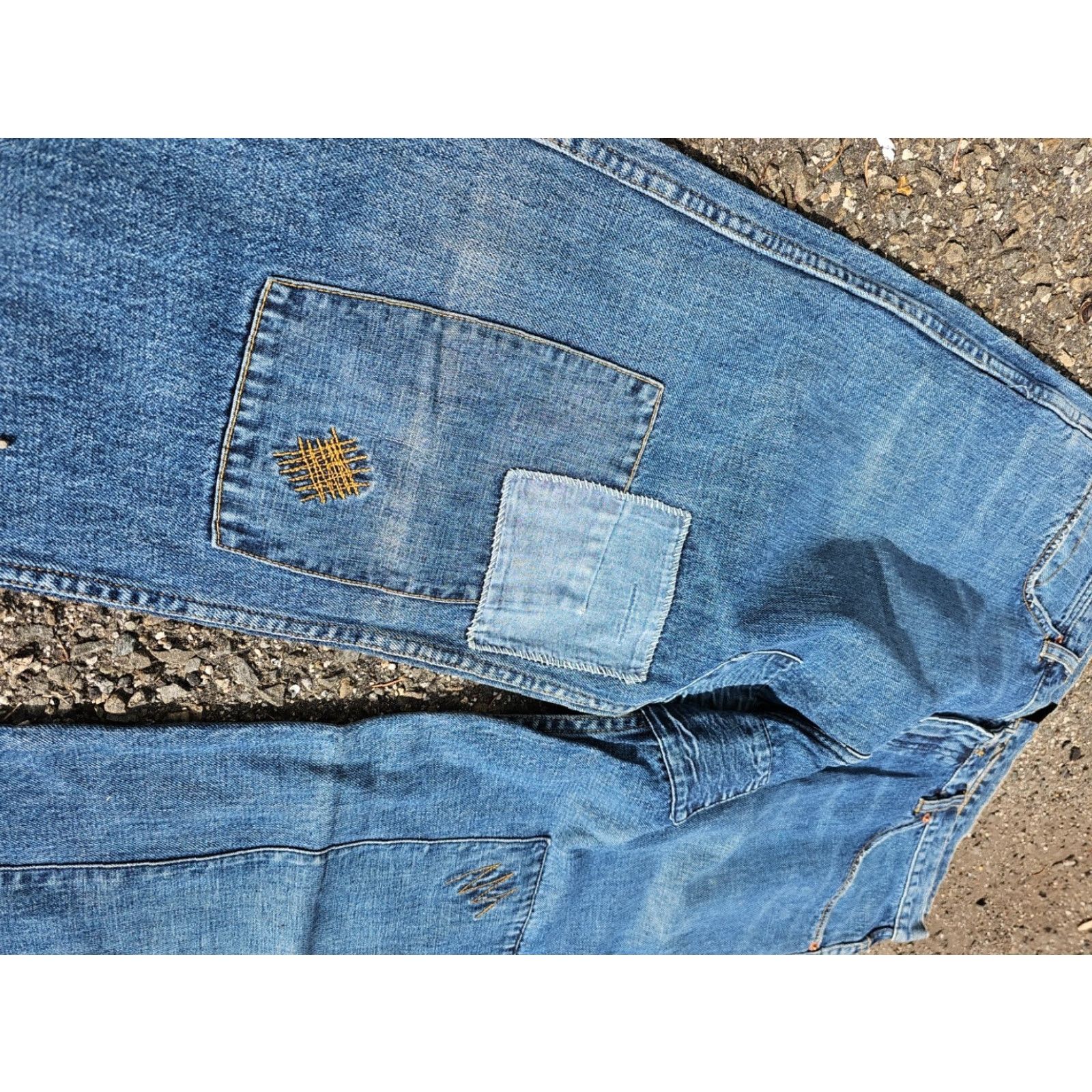 Ralph Lauren VINTAGE Ralph Lauren Polo Jeans Co. Jeans Men’s 34x34 Wide-Leg Baggy Denim Patchwork 90s Distressed Light Blue Size US S / EU 44-46 / 1 - 3 Thumbnail