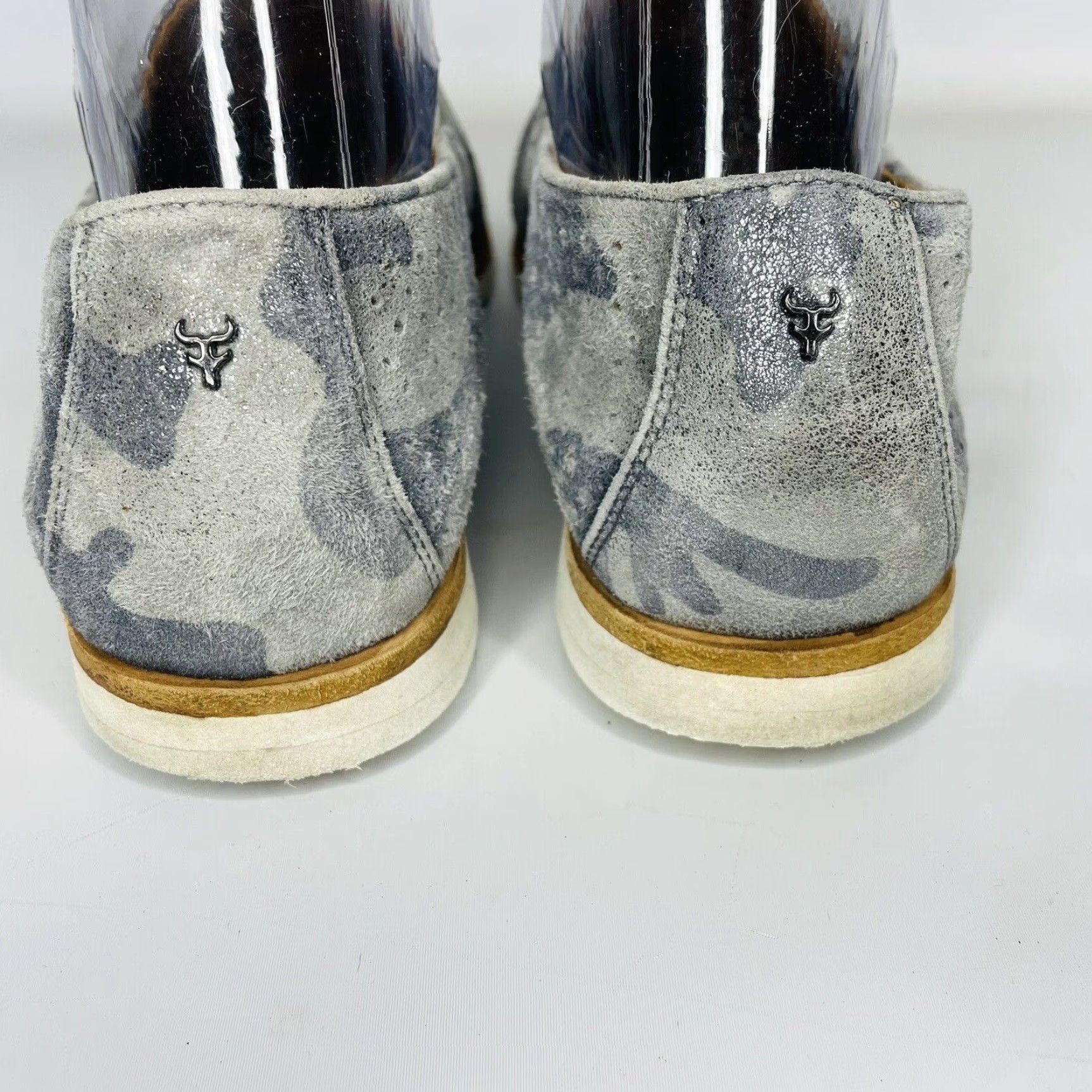 Vintage Trask Andi Perforated Metallic Suede Loafer Flats in Pewter Camo Size 8 Comfort Women Loafer Flat Slip On Leather Round Toe Camouflage Camo 8 Mens? Size US 8 / IT 38 - 4 Thumbnail