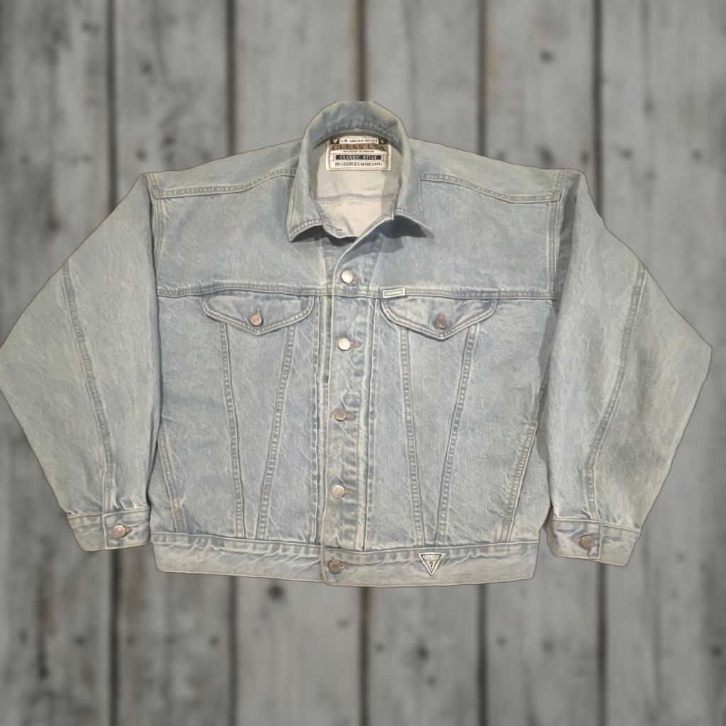 Guess VINTAGE Guess USA Denim Jean Jacket XL Mens Rockabilly Blue 1990s Y2K United States Style 10803 Cut 64081 Size US 36 / EU 52 - 1 Thumbnail