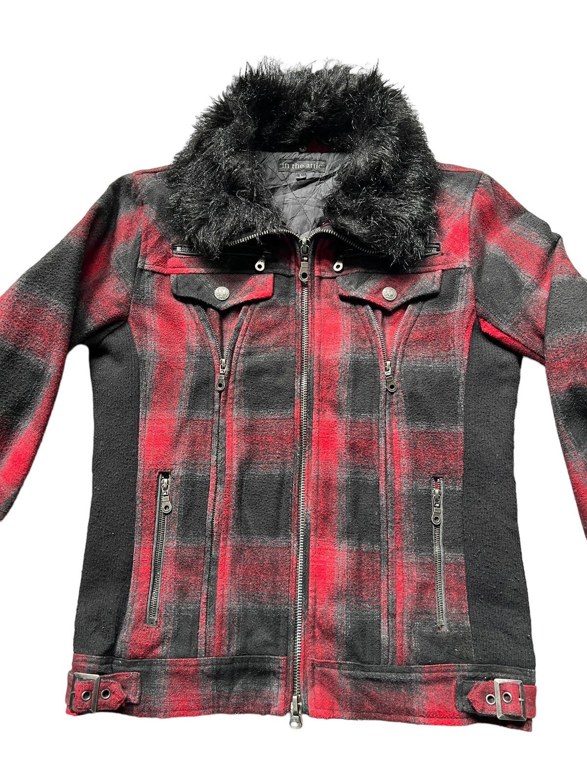 In The Attic In The Attic Tartan Fur Punk Jacket Size US M / EU 48-50 / 2 - 6 Thumbnail