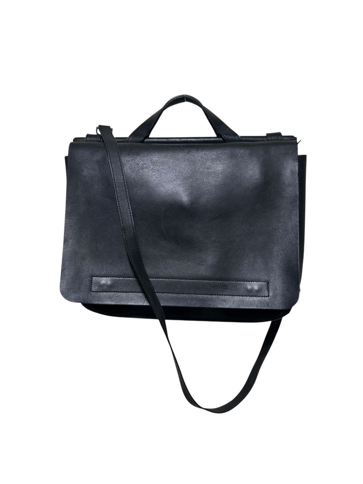 バッグ Y's yohji yamamoto leather bag archive Y'Saccs Yohji Yamamoto Leather Strapped Flap Bag – Vertical Rags