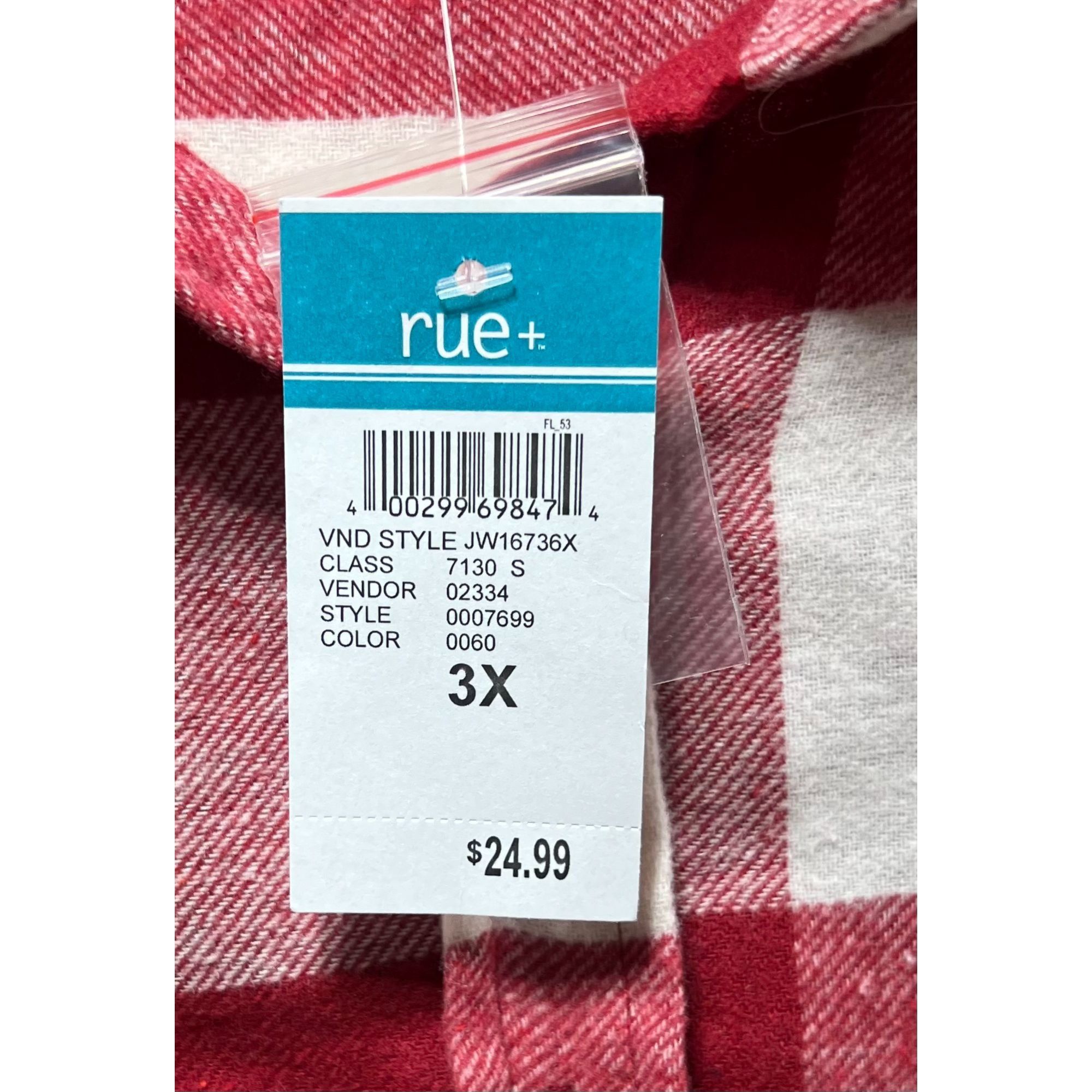 Other Rue + - Women's Long Sleeve Plaid Shirt - Red/White - 3X Size 3XL / US 20-22 - 8 Thumbnail