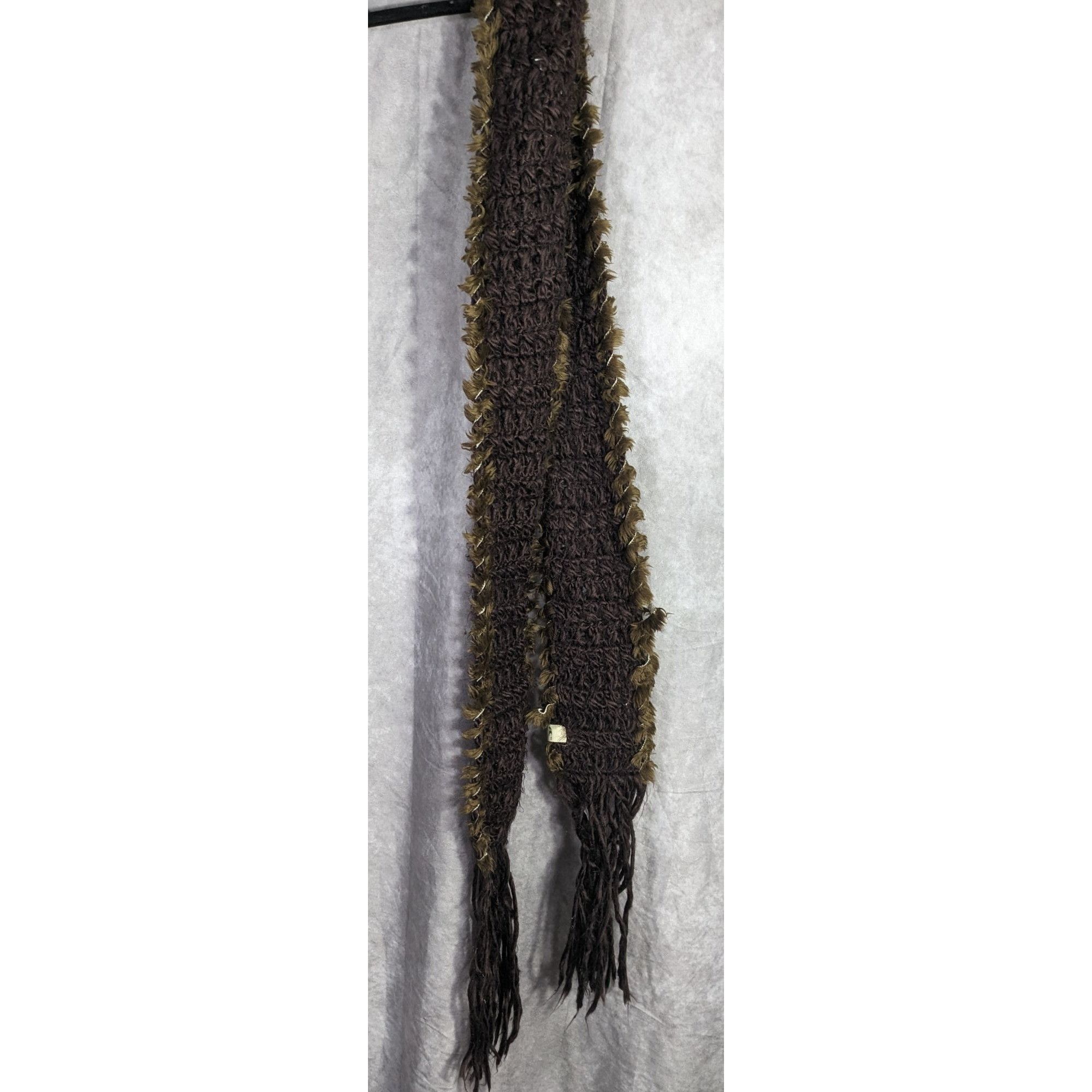 O'Neill Sporty O'Neill Brown Knit Scarf With Fringe & Faux Fur Trim Size ONE SIZE - 8 Thumbnail