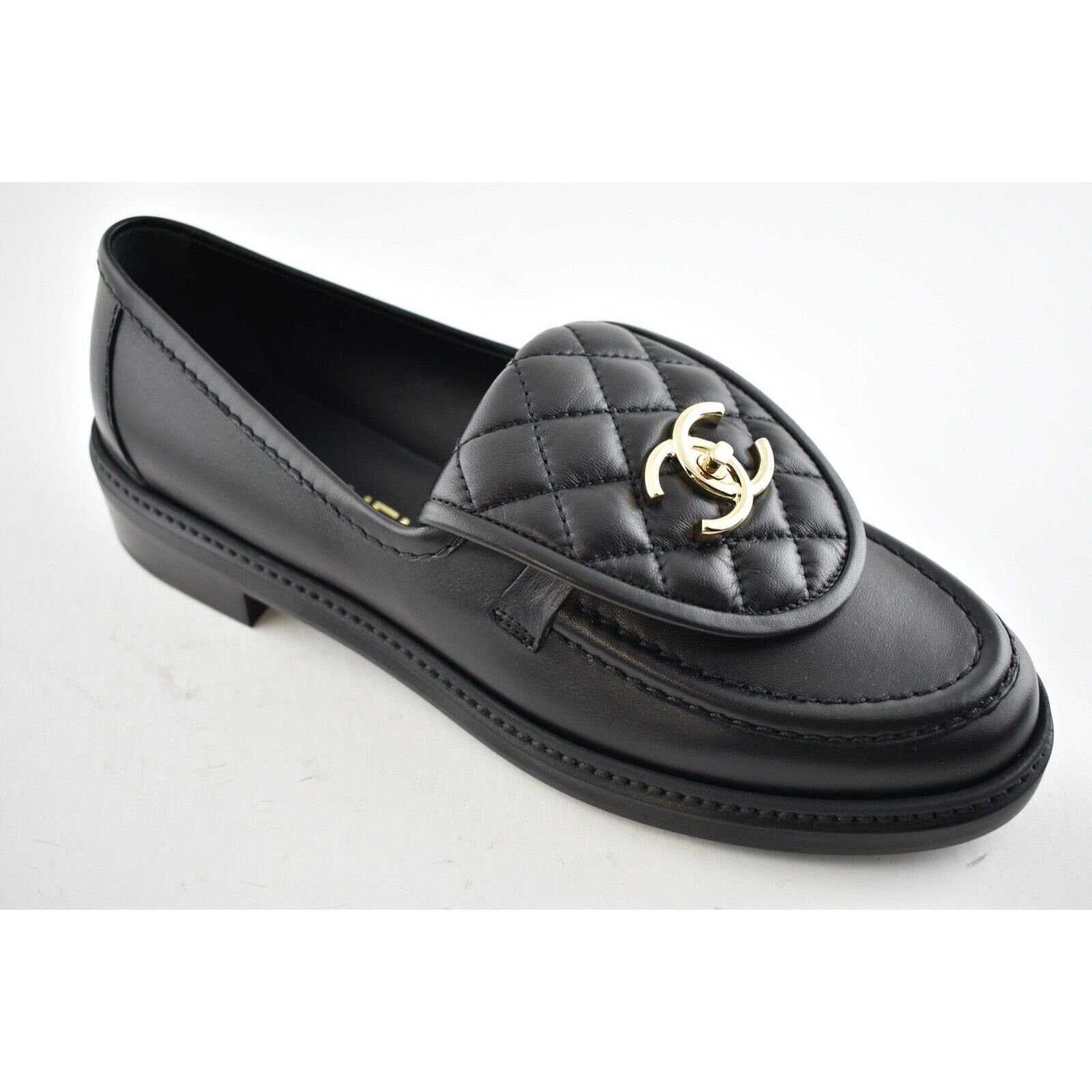 Chanel REV Quilted Flap Turnlock CC Mule Slip On Flat Loafer 38.5 Size US 8.5 / IT 38.5 - 4 Thumbnail