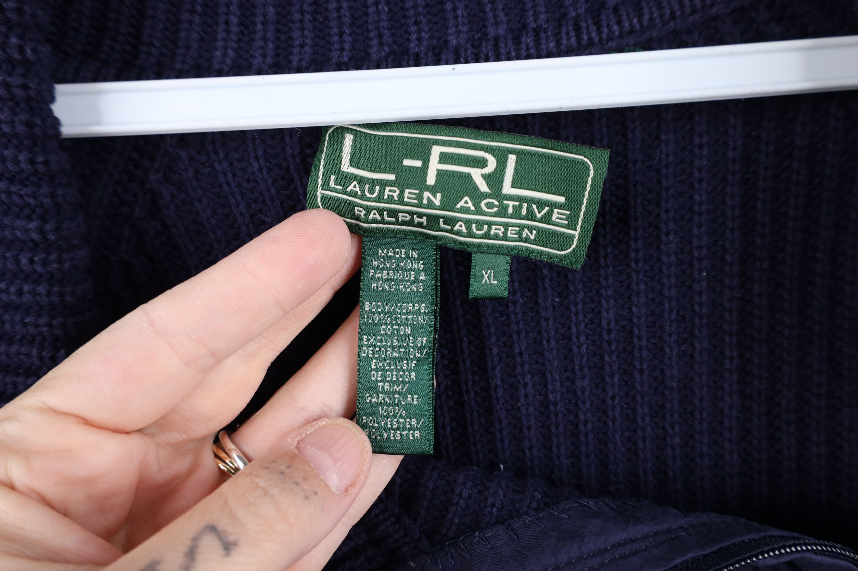 Ralph Lauren Vintage 90s Ralph Lauren Zip Ribbed Knit Sweater Blue Size XL / US 12-14 / IT 48-50 - 9 Thumbnail