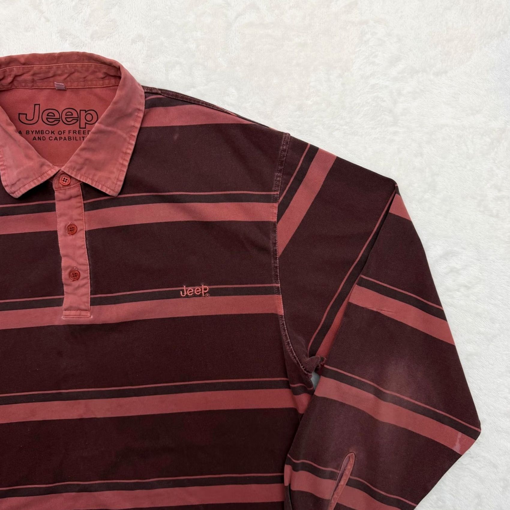 Jeep Jeep Shirt Mens 2XL Red Rugby Polo Stripe Long Sleeve Logo Casual Size US XXL / EU 58 / 5 - 3 Thumbnail