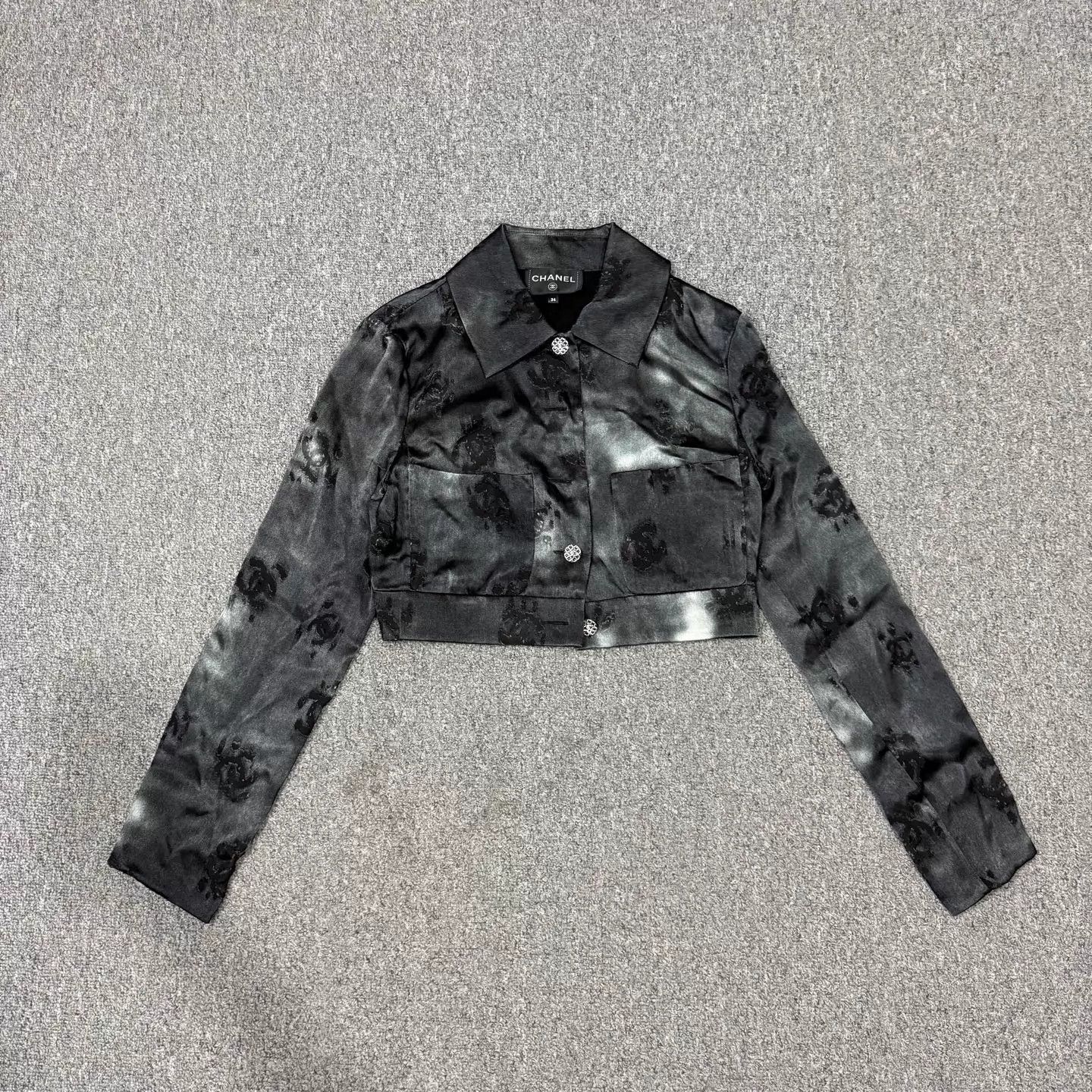 Chanel Chanel 22A Black Embroidered Printed Shirt 34 99 New Size XS / US 0-2 / IT 36-38 - 1 Thumbnail