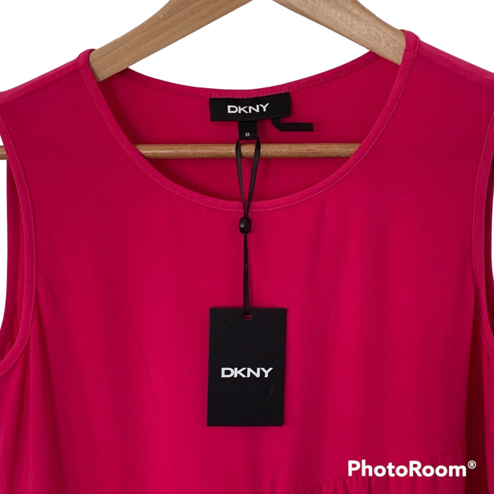 DKNY DKNY Top Womens XS Fuchsia Sleeveless Jewel Neck Asymmetric Stretch Regular Size Size XS / US 0-2 / IT 36-38 - 3 Thumbnail