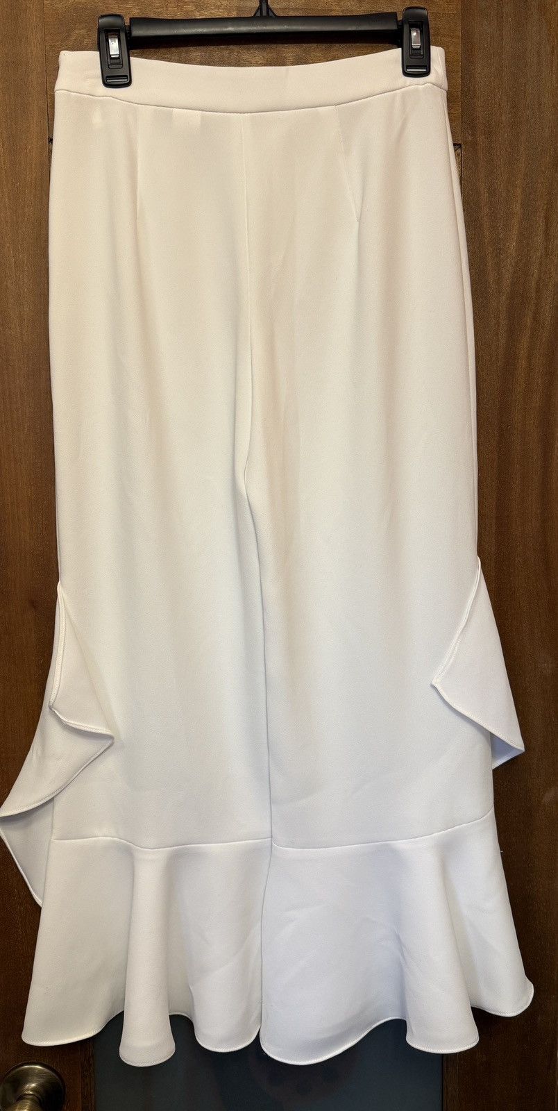 Zara Zara Women Soft White Cropped High Waisted Ruffle Pants Size 28" / US 6 / IT 42 - 8 Thumbnail
