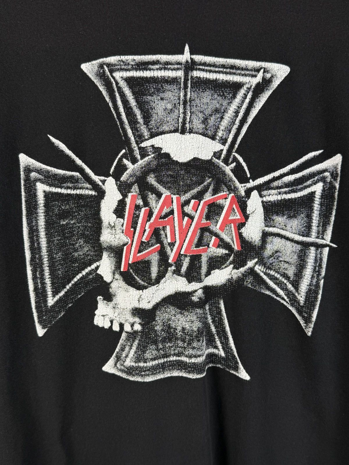 Band Tees 00s Vintage Slayer Iron Cross Skull Thrash Metal Band Tee ~L Size US L / EU 52-54 / 3 - 2 Thumbnail