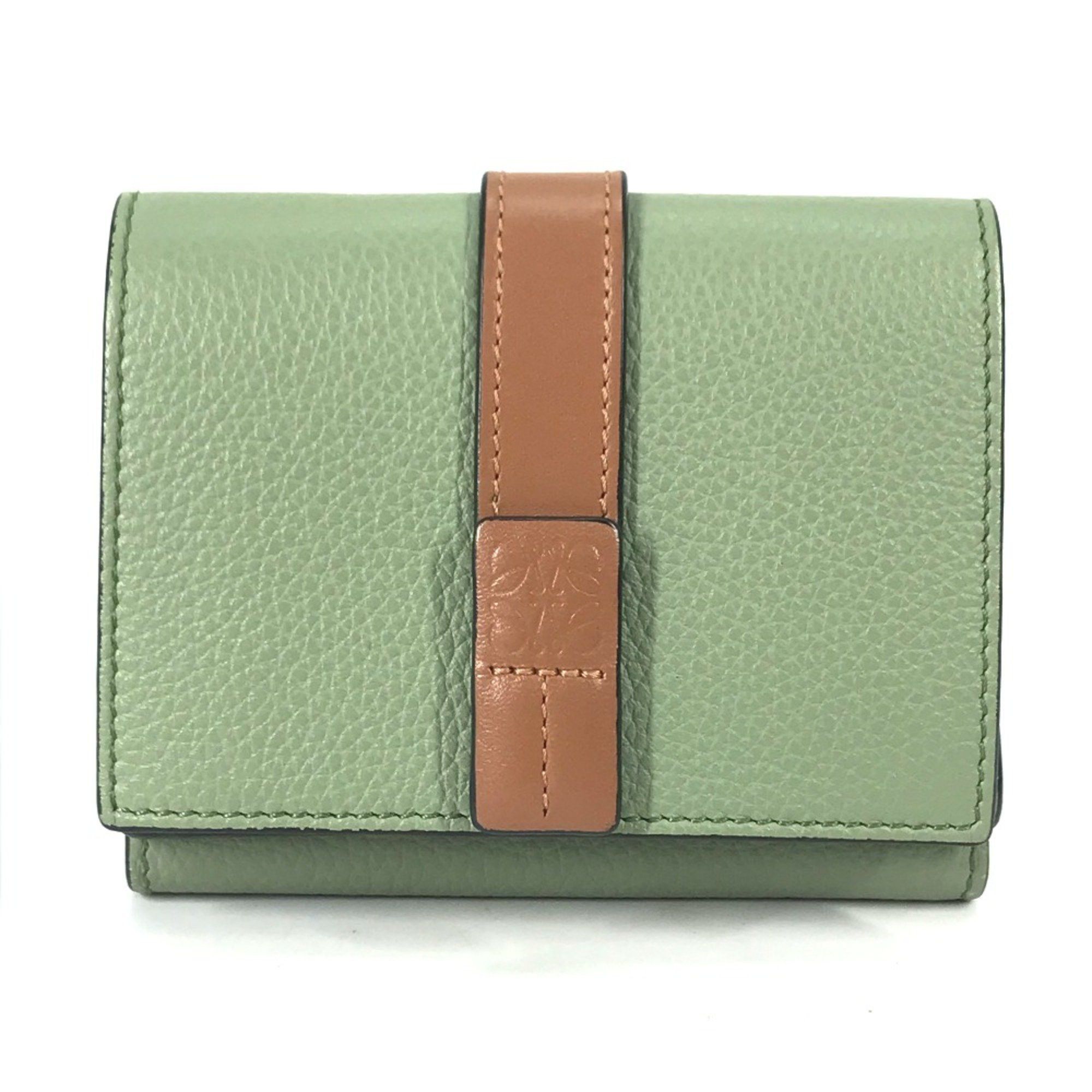 Loewe Loewe anagram Compact wallet Trifold wallet Green Brown Size ONE SIZE - 1 Thumbnail