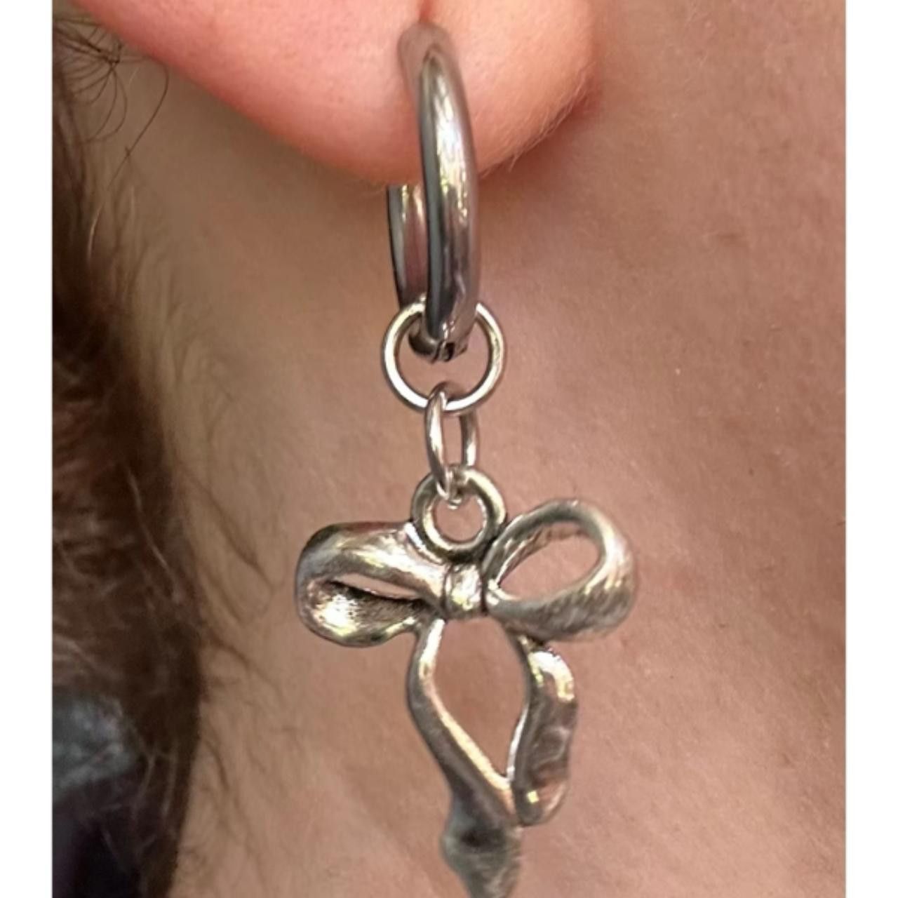 Other Retro Bowknot Pendant Hoop Earrings Size ONE SIZE - 2 Thumbnail