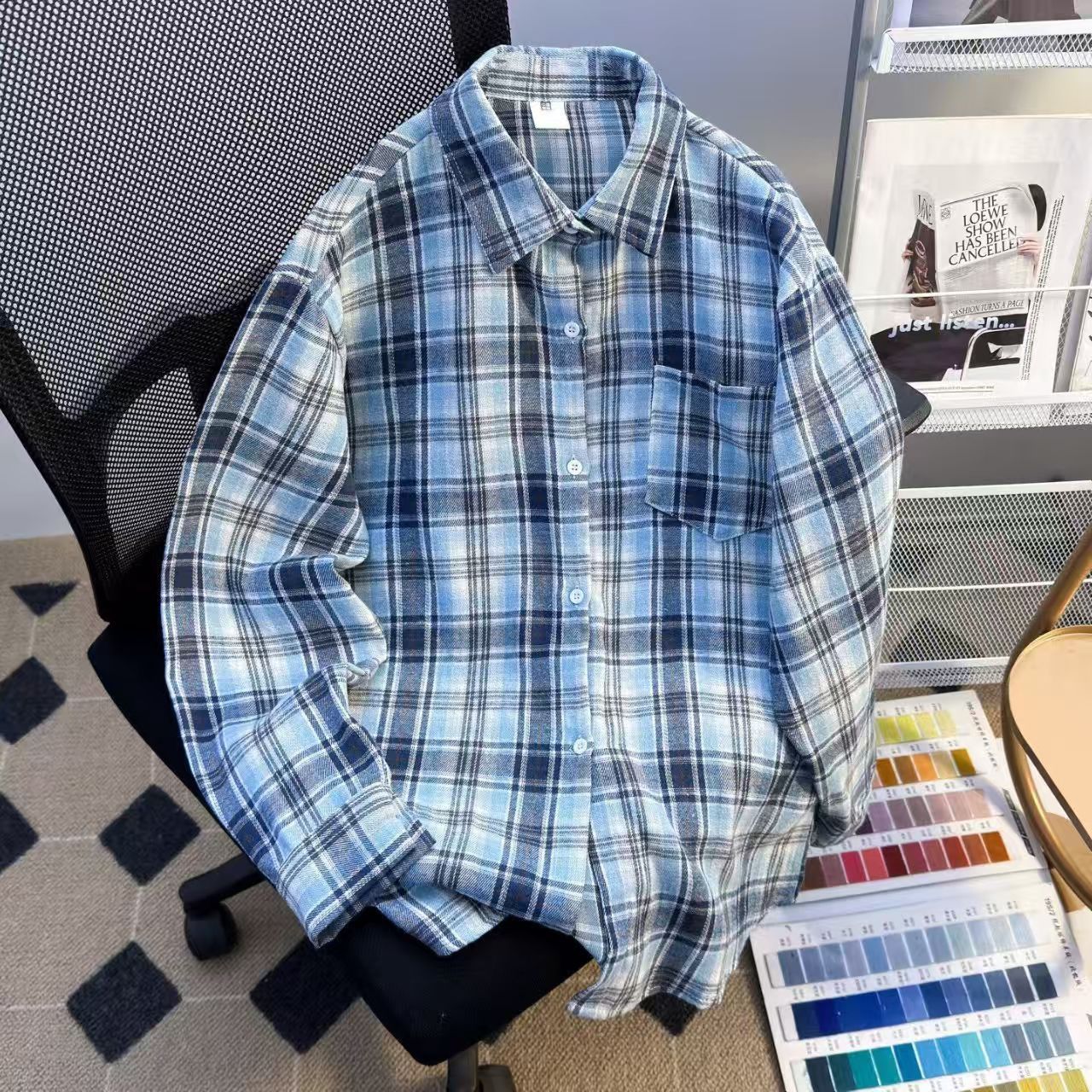 Vintage Cool Blue Plaid Flannel Shirt Size US M / EU 48-50 / 2 - 3 Thumbnail