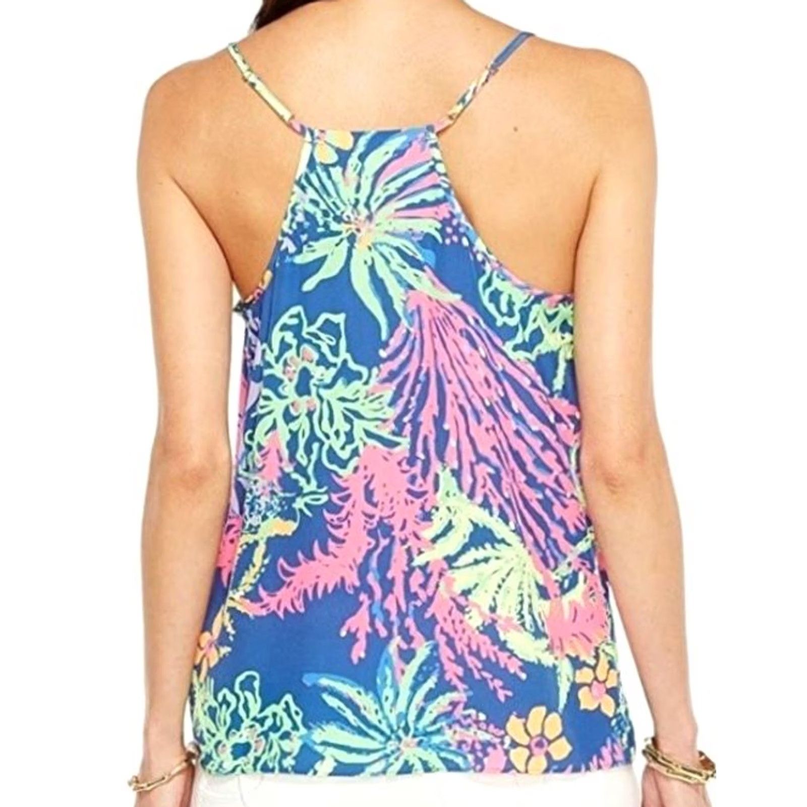 Lilly Pulitzer Lilly Pulitzer Tank Top Racer Back Adjustable Strap Multi Tropical Print XS Women Size XS / US 0-2 / IT 36-38 - 3 Thumbnail