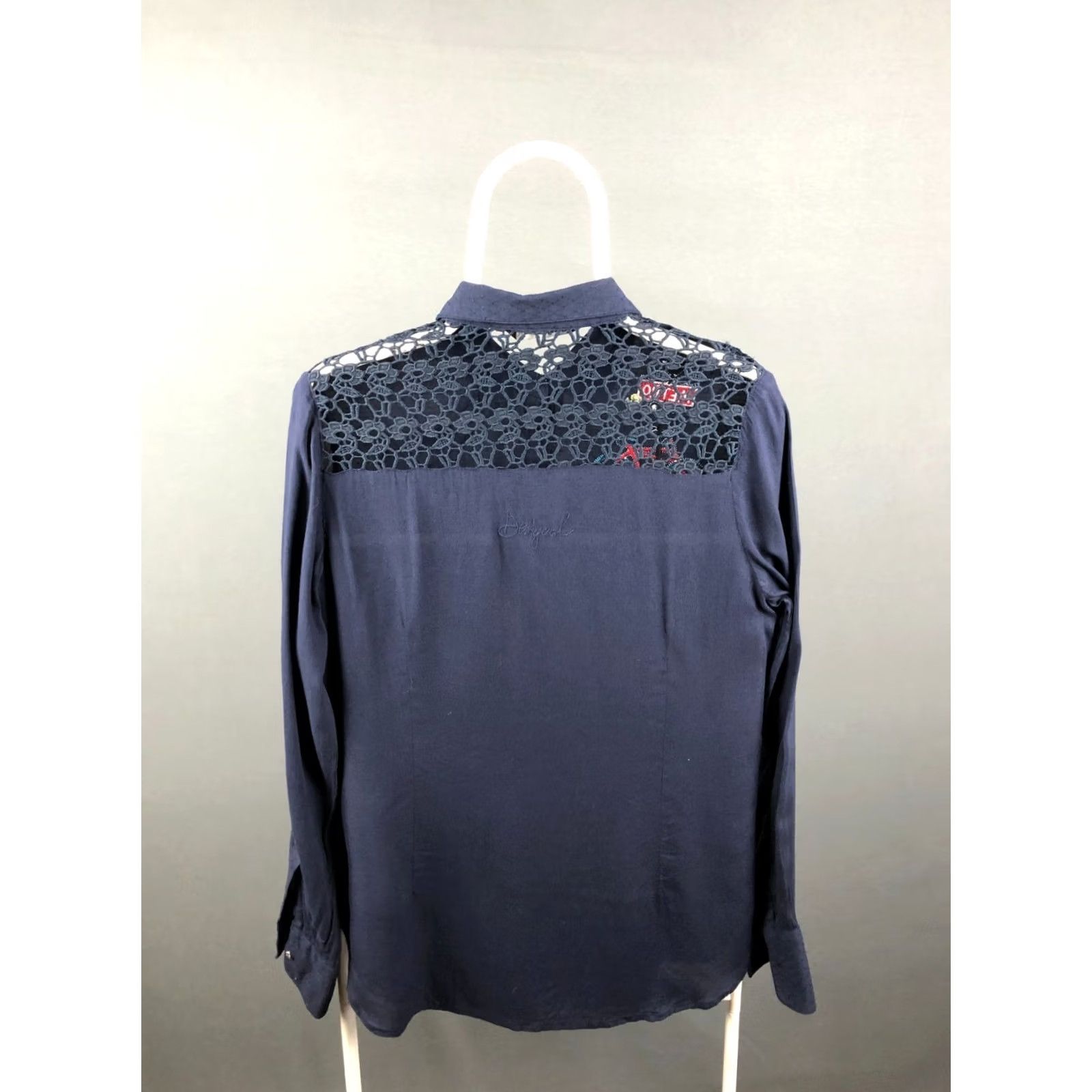 Desigual Desigual Women's Blouse M Dark Blue Cotton Embroidered Size M / US 6-8 / IT 42-44 - 2 Thumbnail
