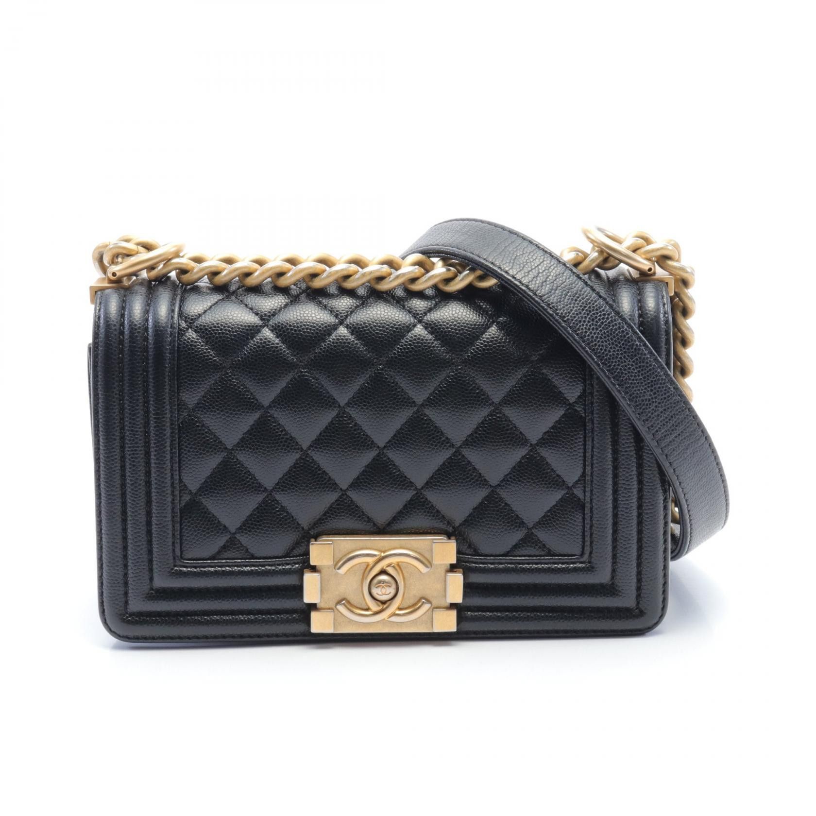 Chanel Chanel Boy Chanel A67085 Caviar Skin Shoulder Bag Leather Shoulder Bag A67085 in Black, Women's