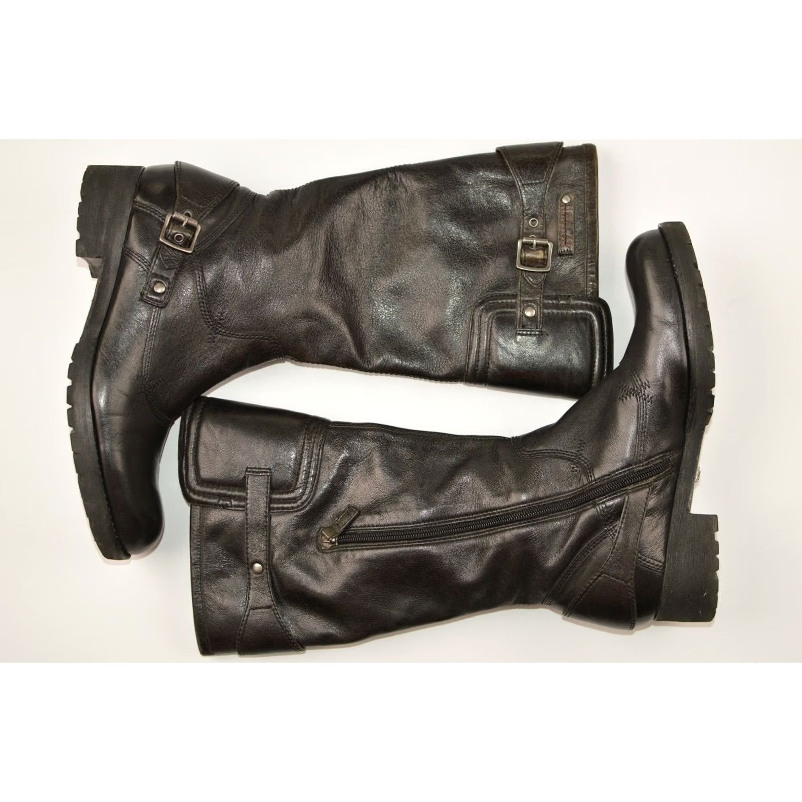 Replay Womens Replay RP1051 Biker Motorcycle High Boots US 10 / EUR 41 Leather Black Boots Women Size US 11 / IT 41 - 5 Thumbnail