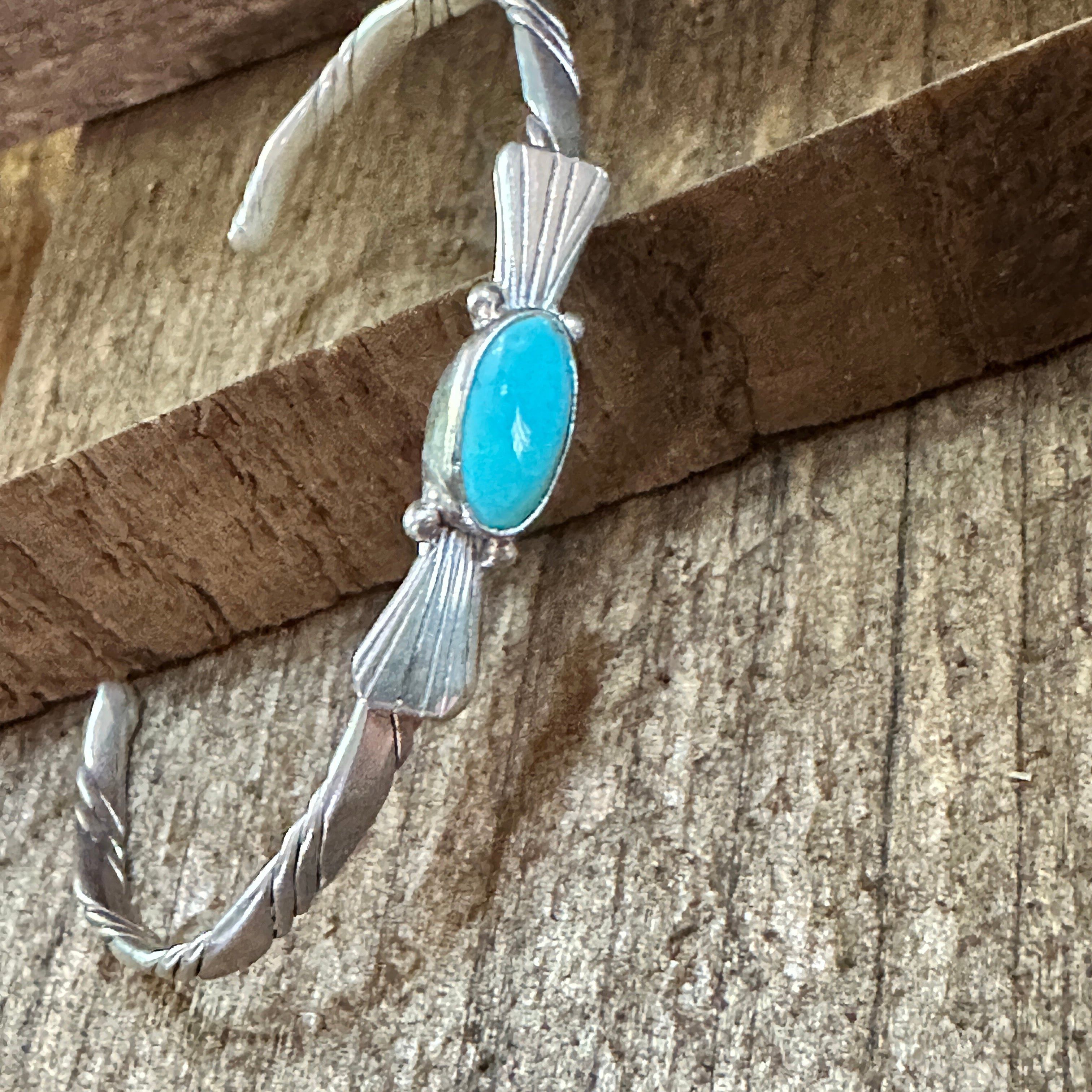Other Handmade Navajo Sterling Silver & Kingman Turquoise Cuff Bra Size ONE SIZE - 7 Thumbnail