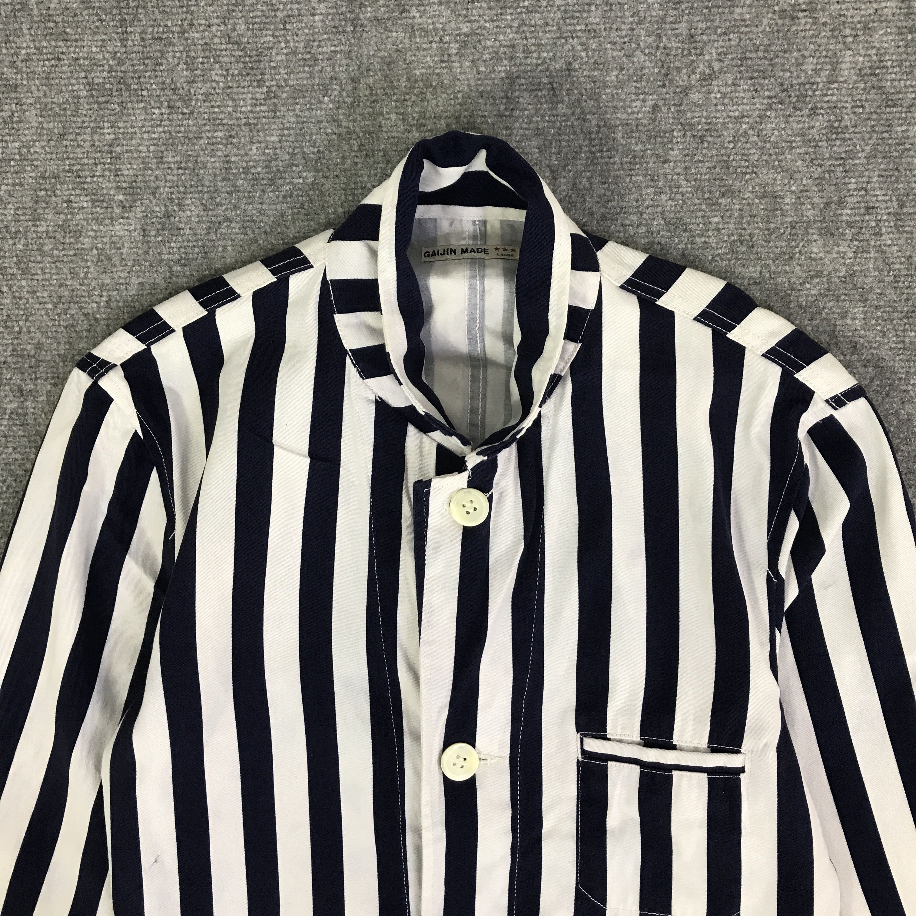 Japanese Brand GAIJIN MADE STRIPED BLAZER PARKAS JACKET K108B14 Size US L / EU 52-54 / 3 - 2 Thumbnail
