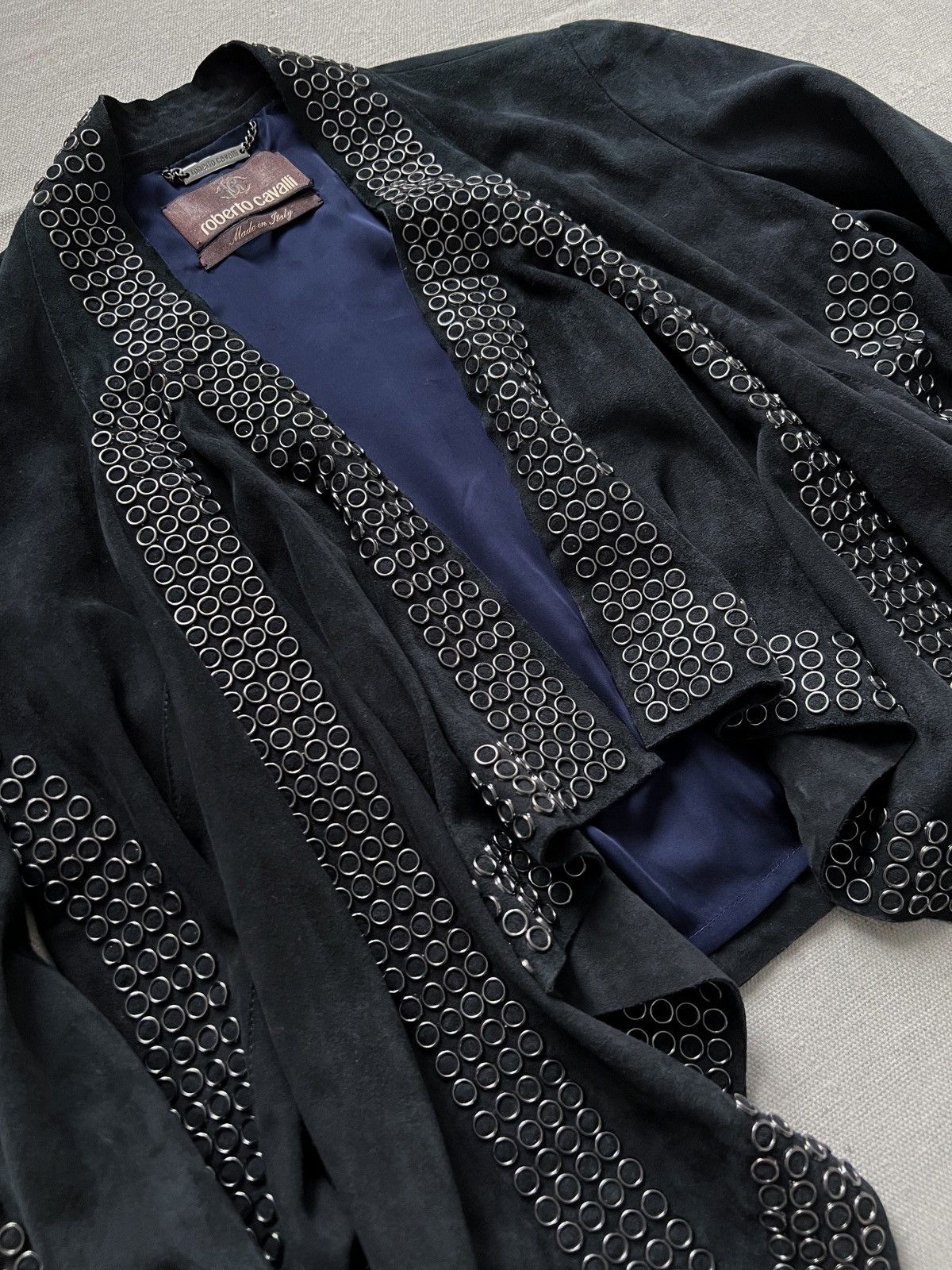 Roberto Cavalli AWO9 Runway Draped Suede Studded Leather Jacket Size M / US 6-8 / IT 42-44 - 9 Thumbnail