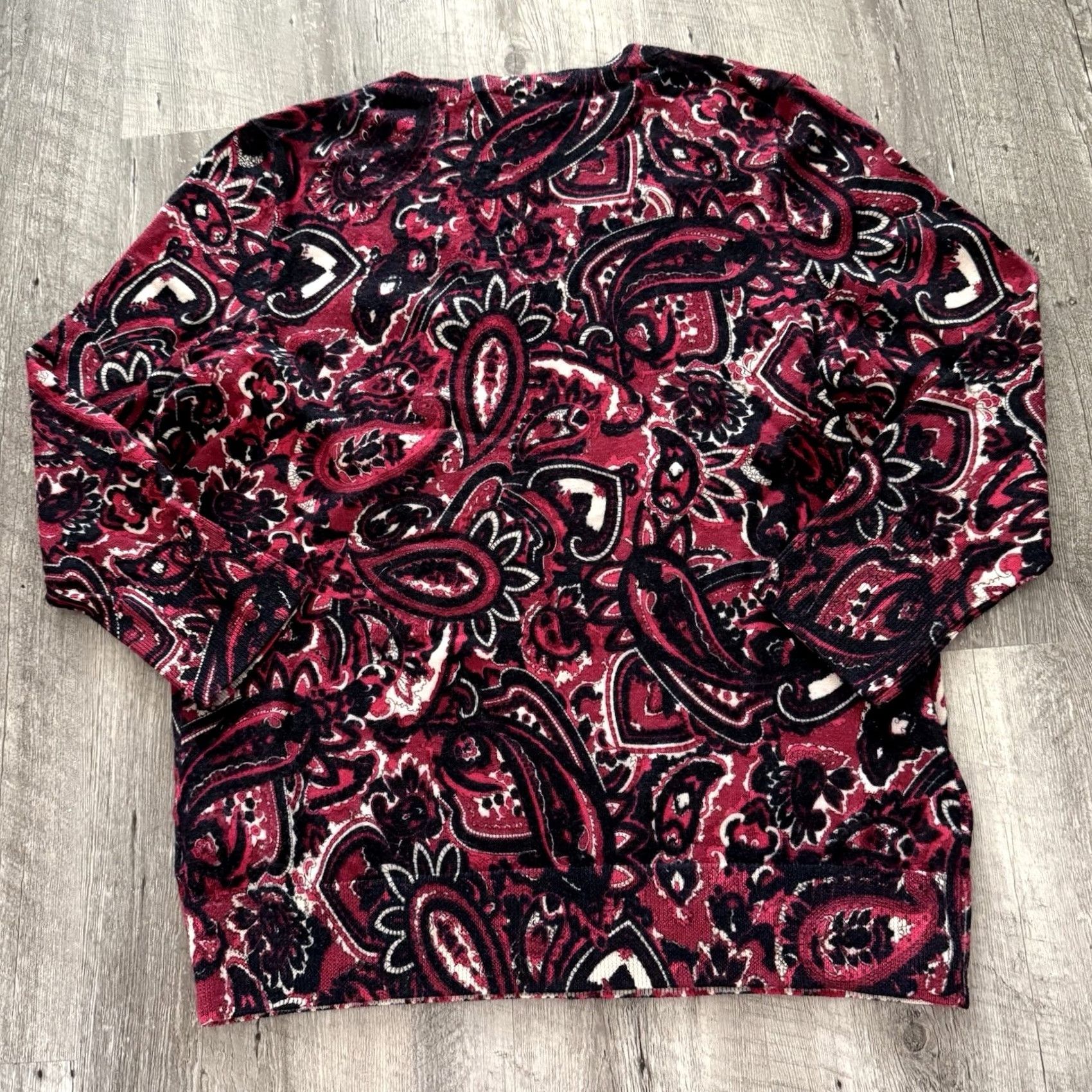 Talbots Talbots Pure Merino Wool Sweater Womens L Pink Black Paisley 3/4 Sleeve V-Neck Pullover Regular Size L / US 10 / IT 46 - 5 Thumbnail