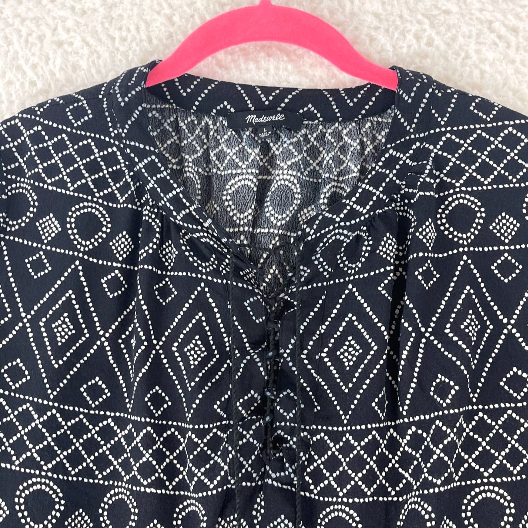 Madewell Madewell Black Lace-Up Peasant Caravan Shirt Womens 3/4 Sleeve Size Large Size L / US 10 / IT 46 - 5 Thumbnail