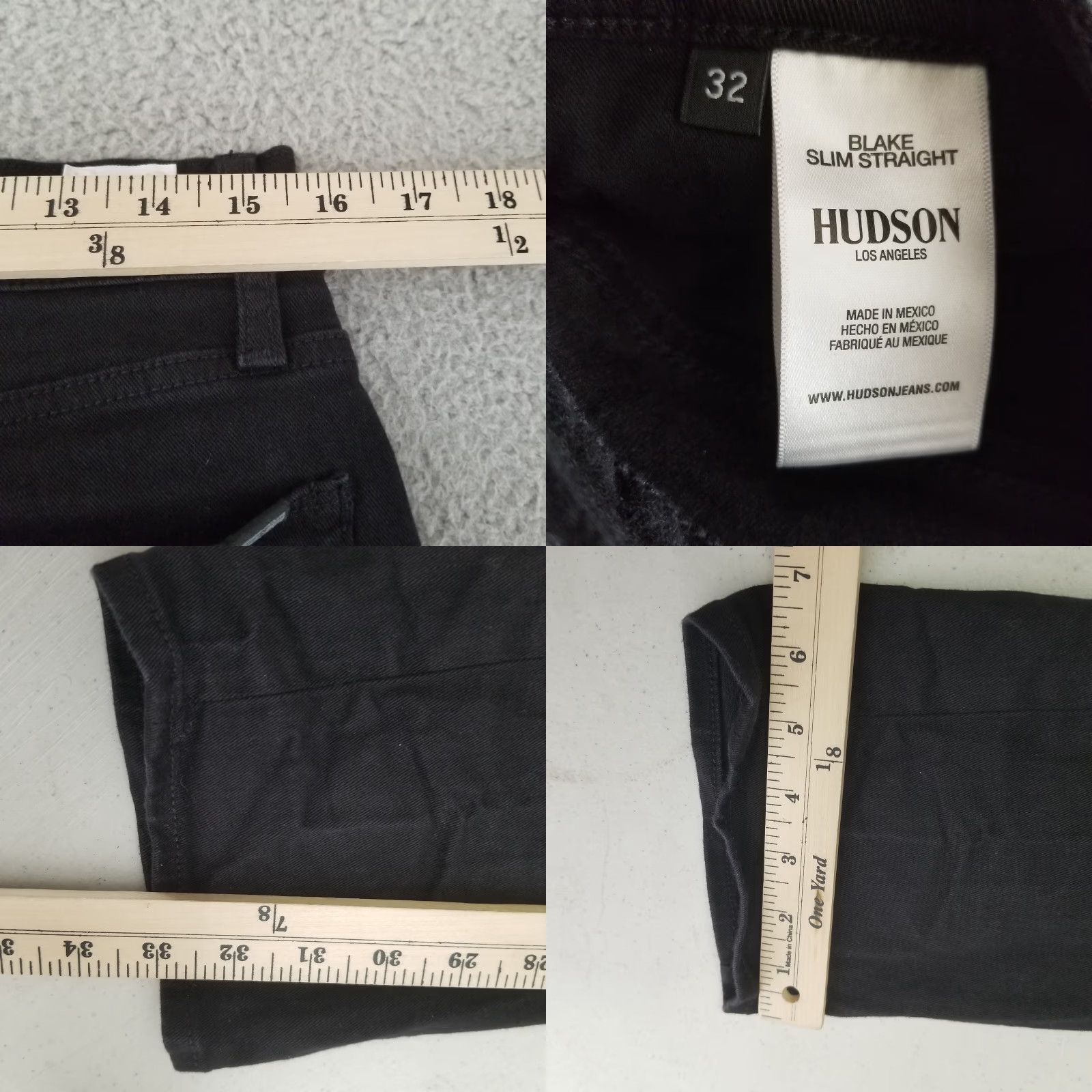 Hudson Hudson Jeans Mens Blake Slim Straight Fit 31x33 Black Cotton Denim Zip Fly 5-Pocket Style Jeans Boots Leisure Wear Mens Size US 31 - 8 Thumbnail