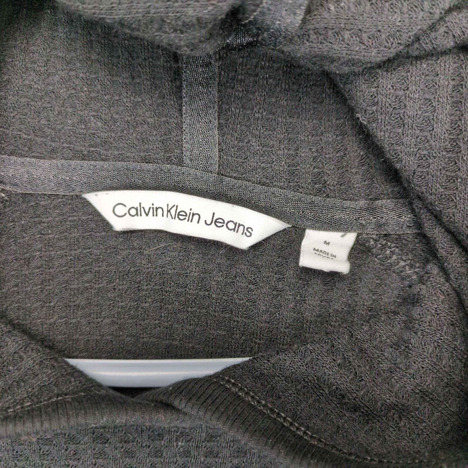 Calvin Klein Calvin Klein Jeans Women's M Black Waffle Knit Hoodie Top Size M / US 6-8 / IT 42-44 - 2 Thumbnail