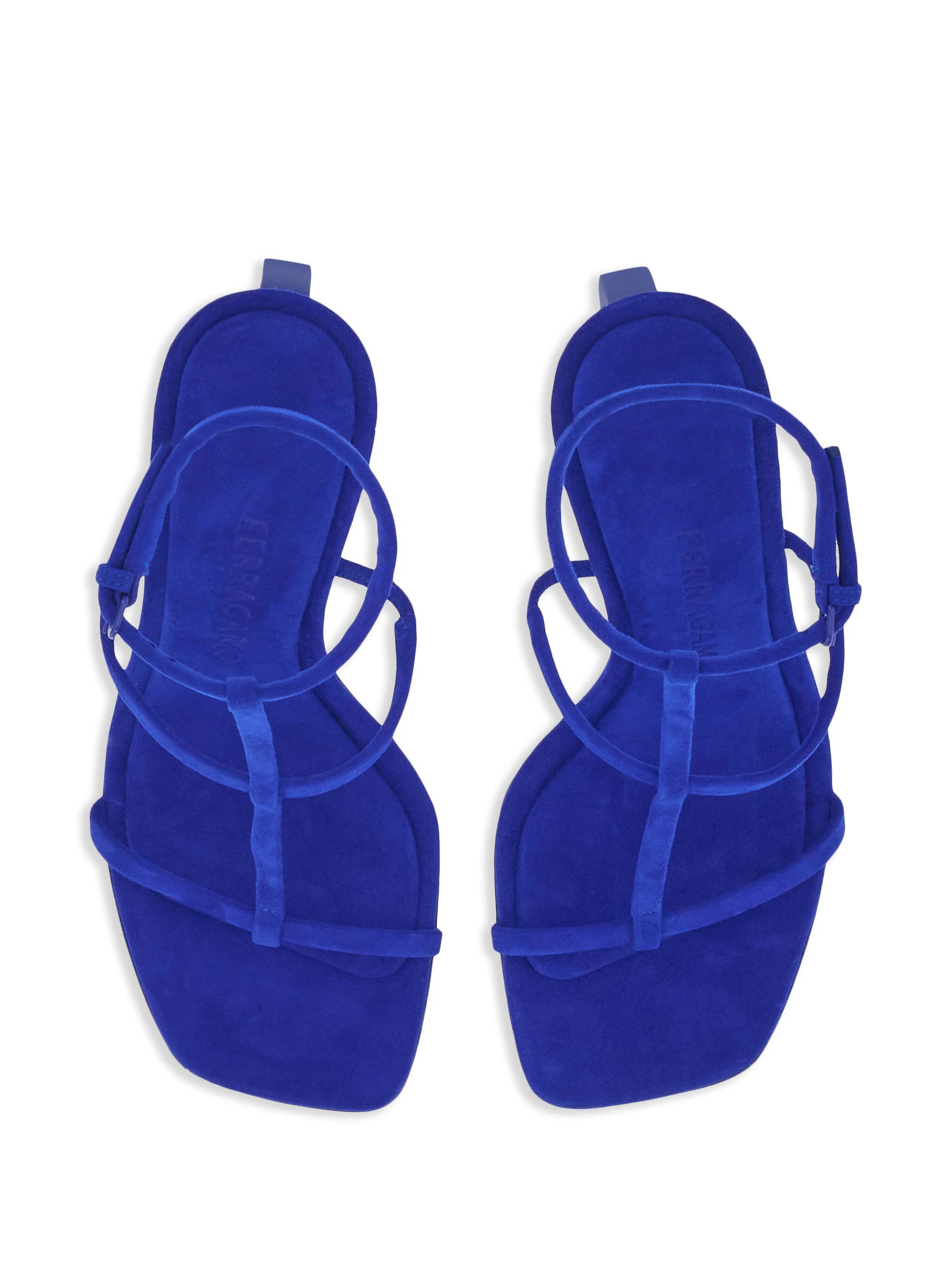 Salvatore Ferragamo o1s1rm0724 Elina Open-Toe Sandals in Blue Size US 9.5 / IT 39.5 - 4 Thumbnail