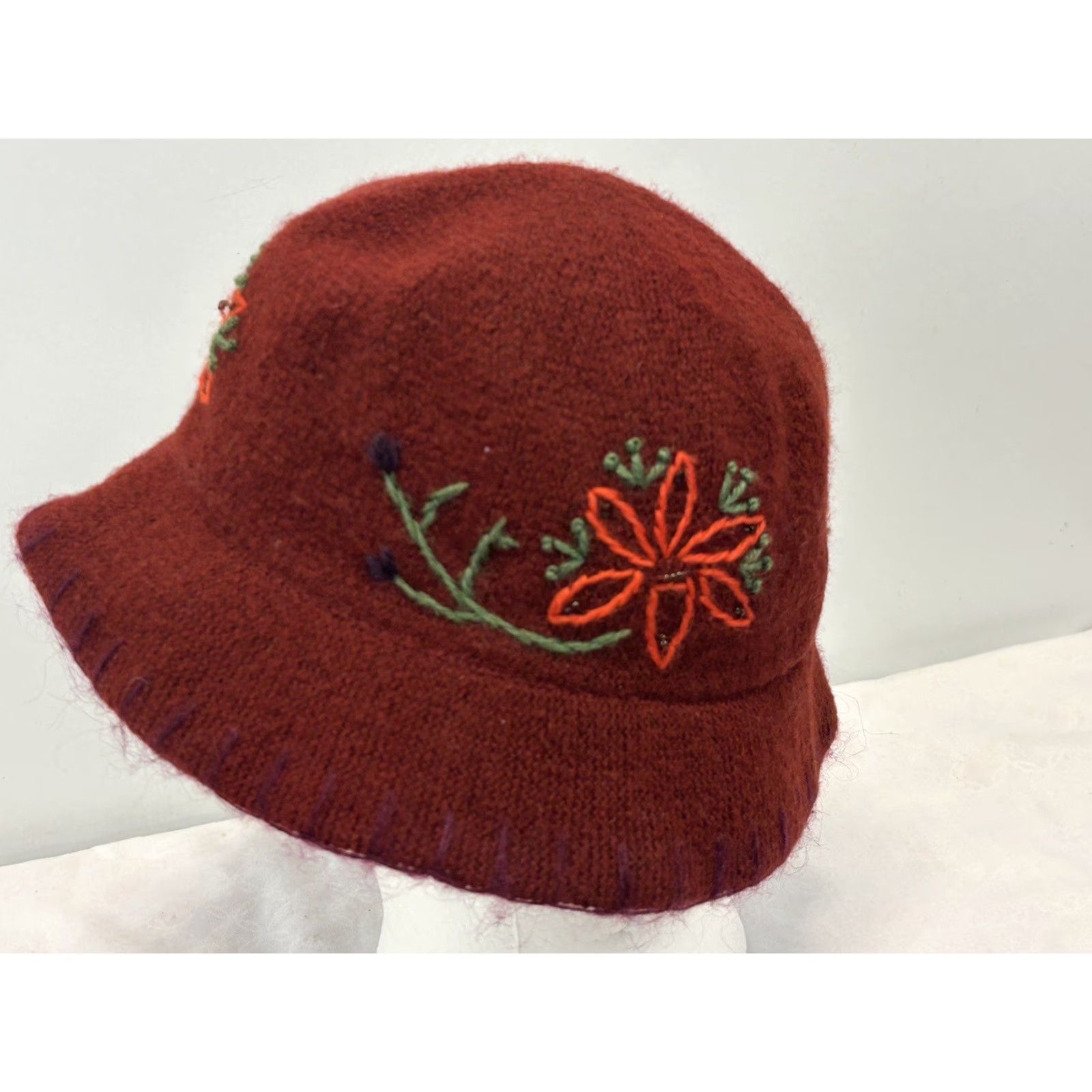 Gap Vtg Gap Wool Blend Bucket Hat Sz Small Medium Floral Embroidered Y2K 90’s Size ONE SIZE - 3 Thumbnail