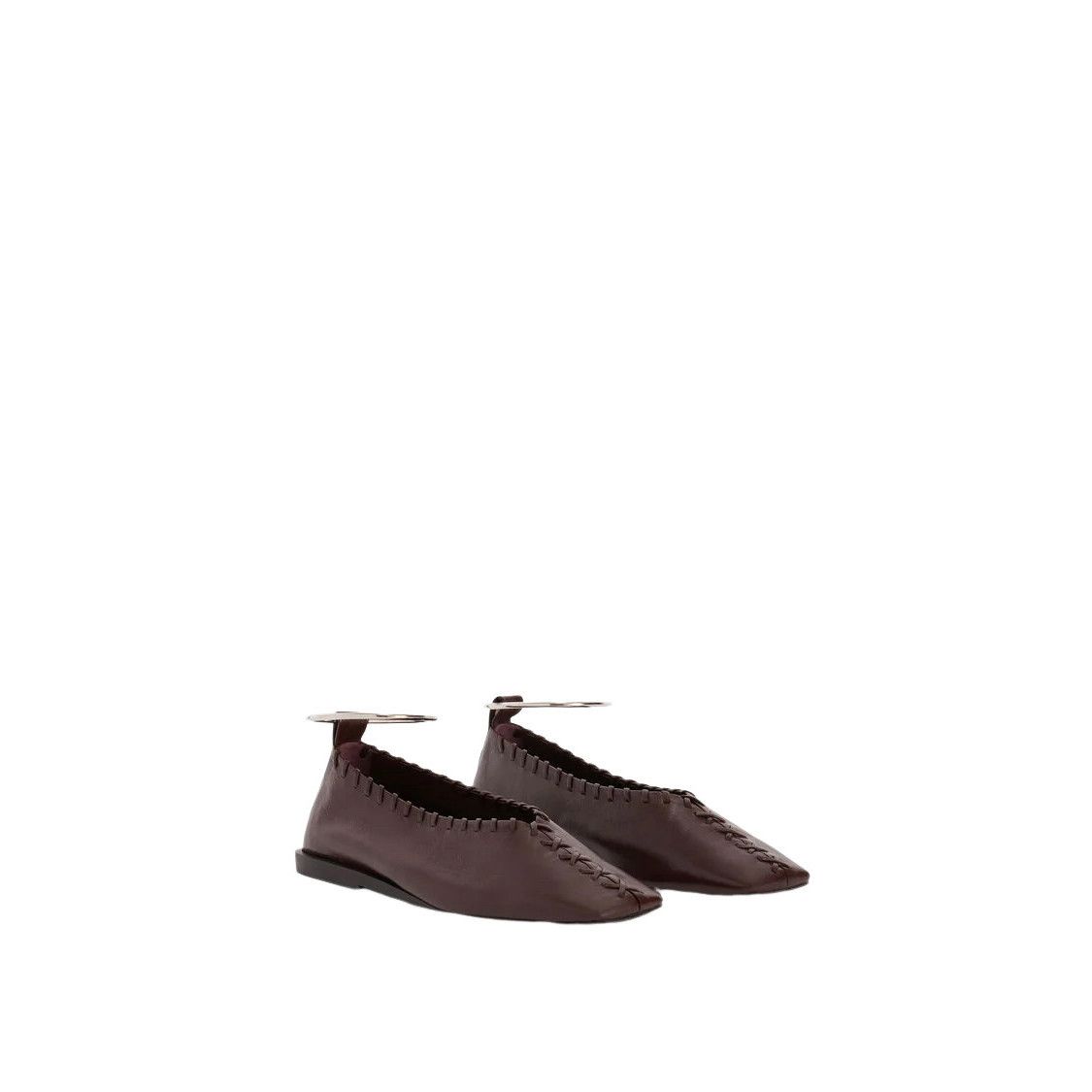 JIL SANDER Ring Dancers Mahogany Leather Ballerinas New & Au