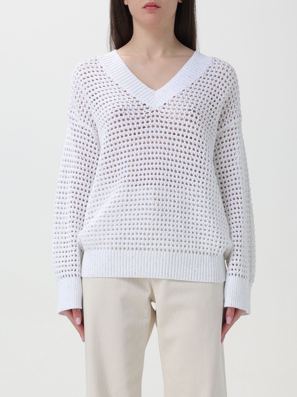 image of Brunello Cucinelli Sweater Woman White, Women's (Size Medium)