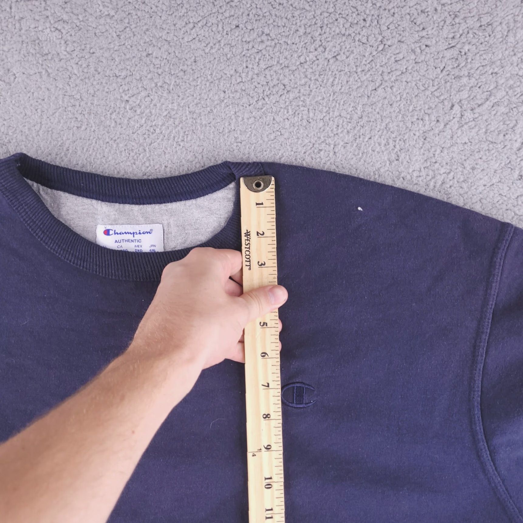 Champion Champion Sweatshirt Mens 2XL Blue Pullover Logo Crewneck, Cotton Blend, Regular, Denim/Blue? Size US XXL / EU 58 / 5 - 7 Thumbnail