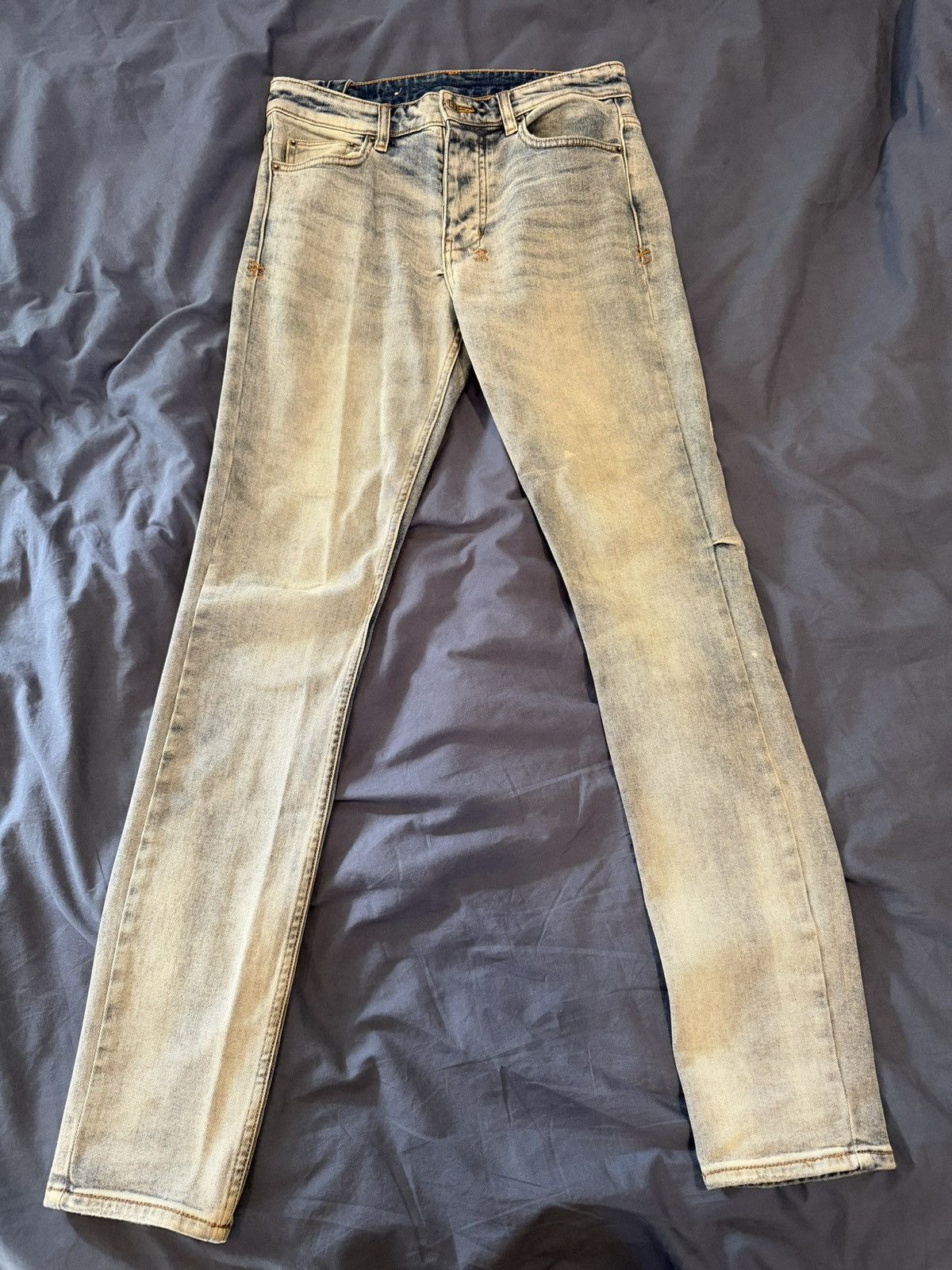 Ksubi Skinny Slim Fit Jeans Light Dirty Wash Blue Sz 30