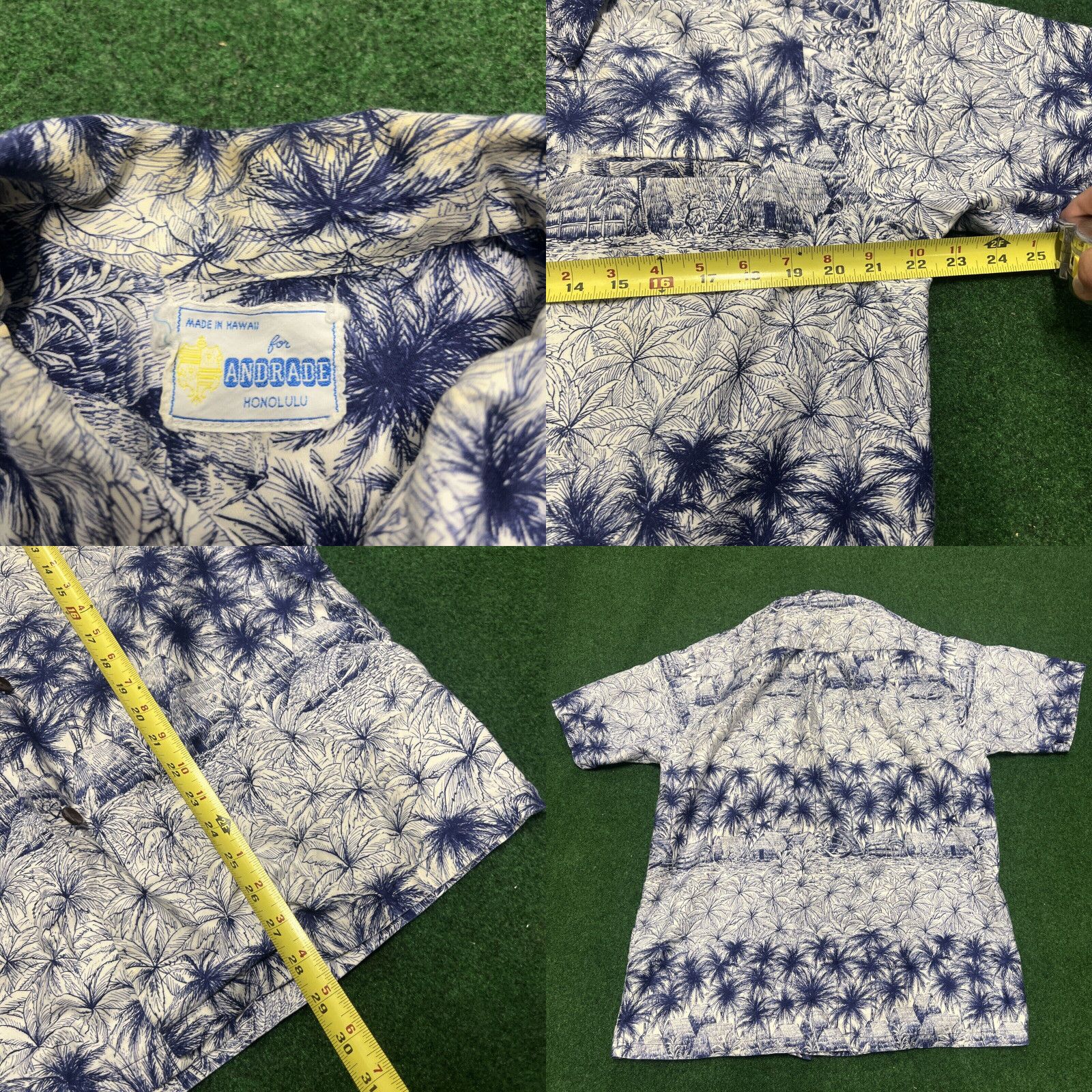 Vintage Vintage Hawaiian Shirt Mens by Andrade Honolulu Sz Large Classic Blue Flowers Size US M / EU 48-50 / 2 - 8 Thumbnail