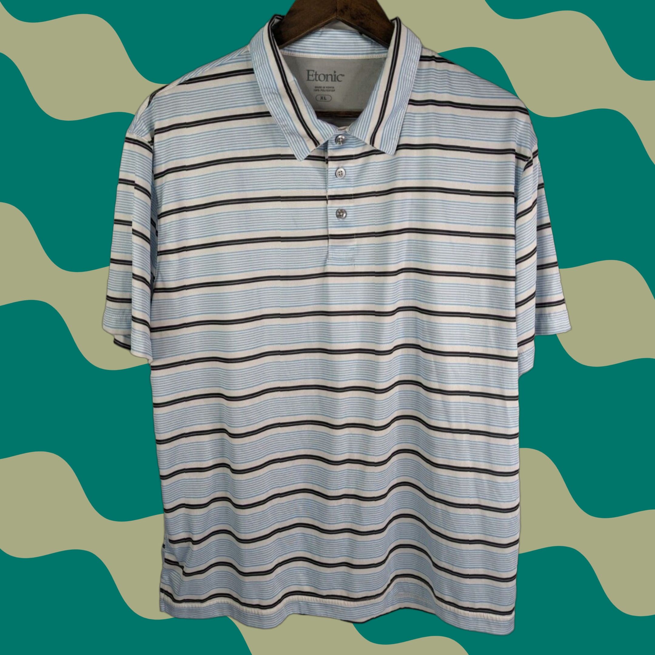 Vintage Etonic Shirt Men’s XL Blue White Stripe Golf Short Sleeve Polo Casual Size US XL / EU 56 / 4 - 1 Thumbnail