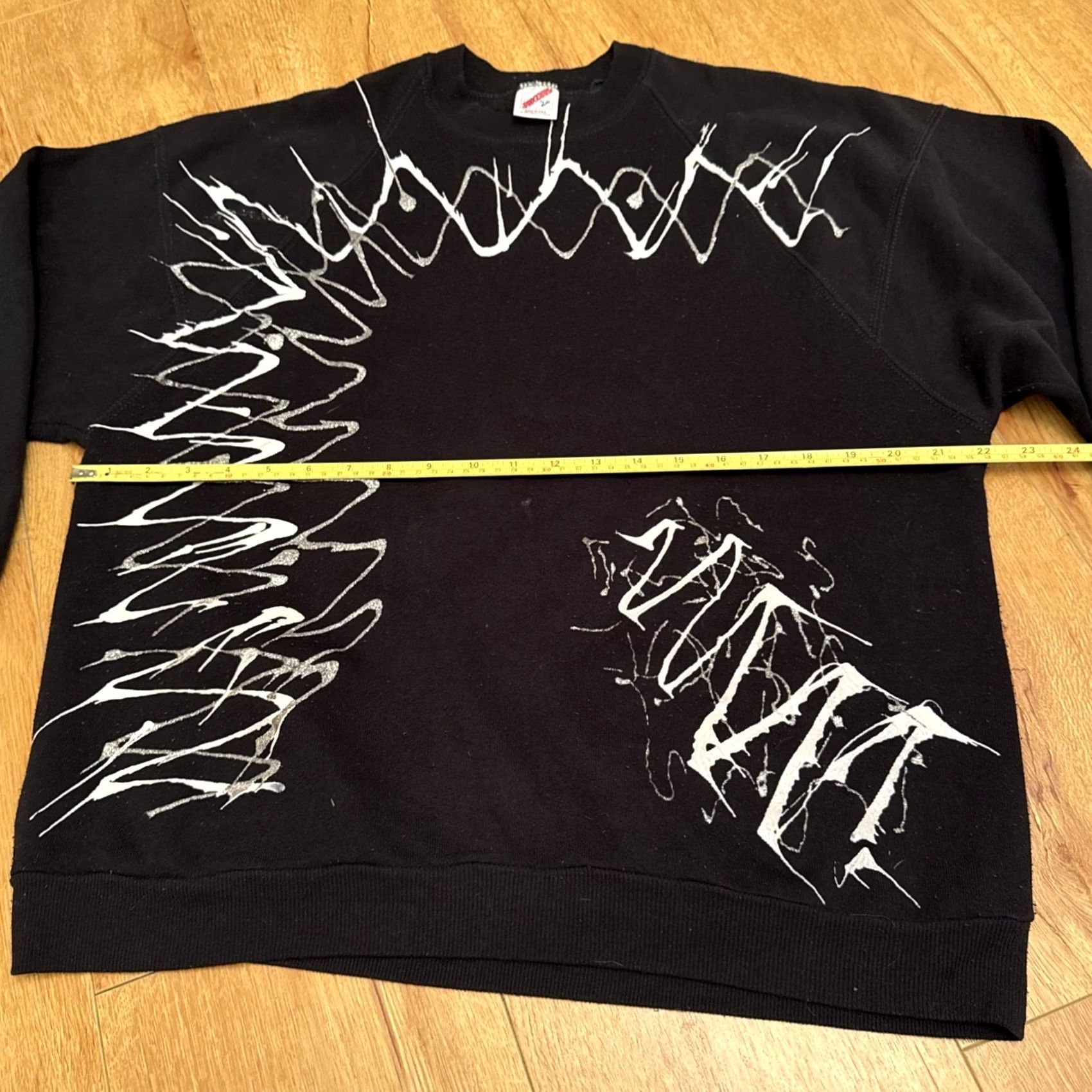 Jerzees VINTAGE Jerzees Ladies Crewneck Sweatshirt Abstract 90s USA Floral Puff Paint L Black Size L / US 10 / IT 46 - 6 Thumbnail
