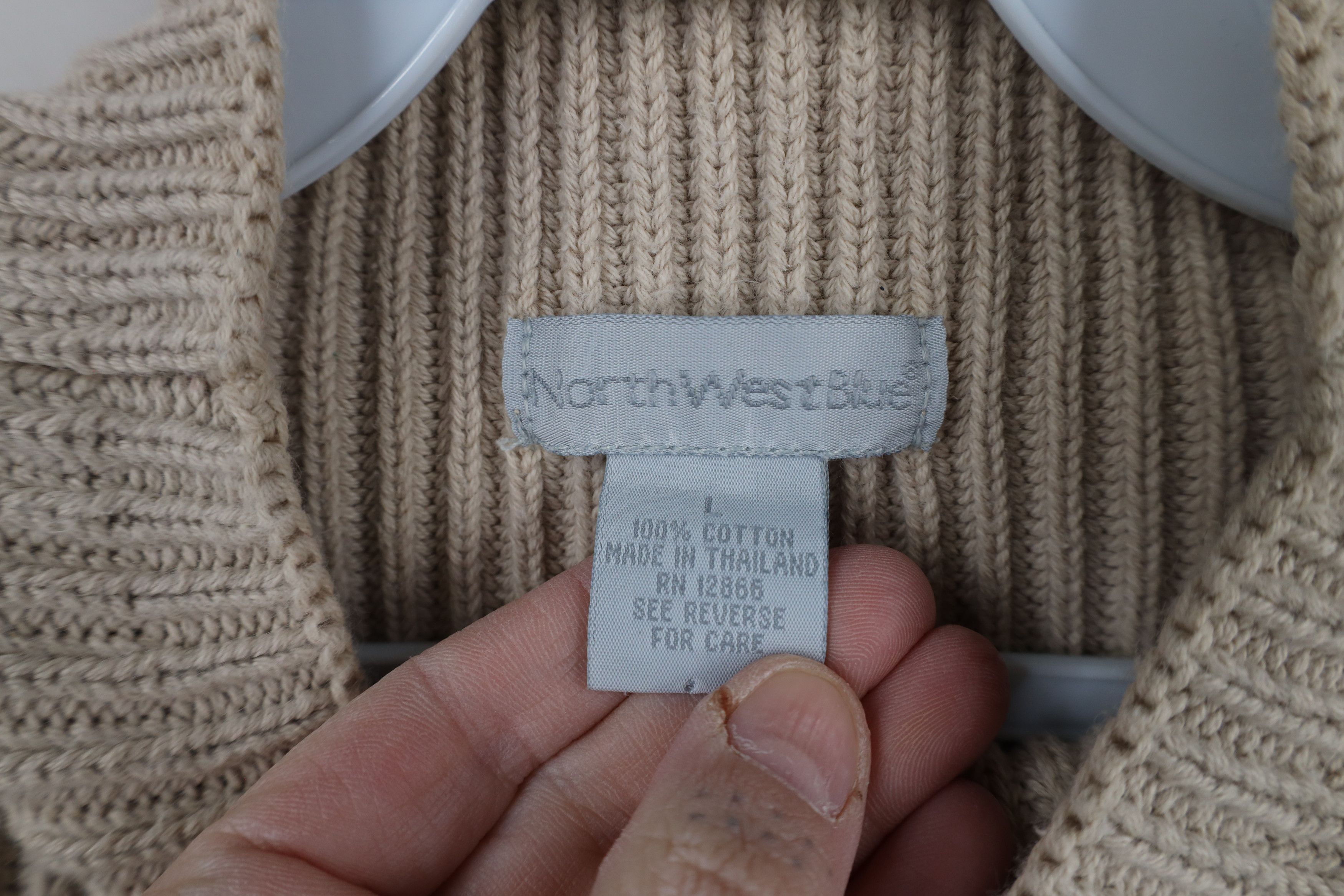 Vintage Vintage 90s Streetwear Cotton Ribbed Knit Mock Neck Sweater Size L / US 10 / IT 46 - 6 Thumbnail