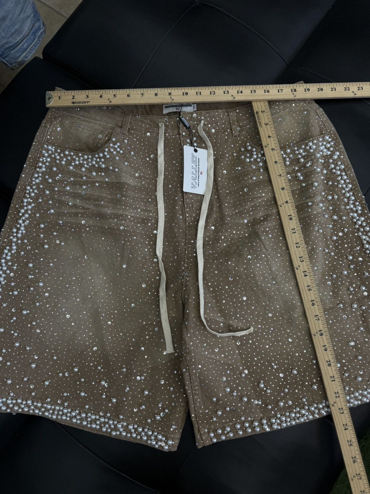 Vale Valley Rhinestone Crystal Shorts Denim Tan Size 36 Size US 36 / EU 52 - 7 Thumbnail