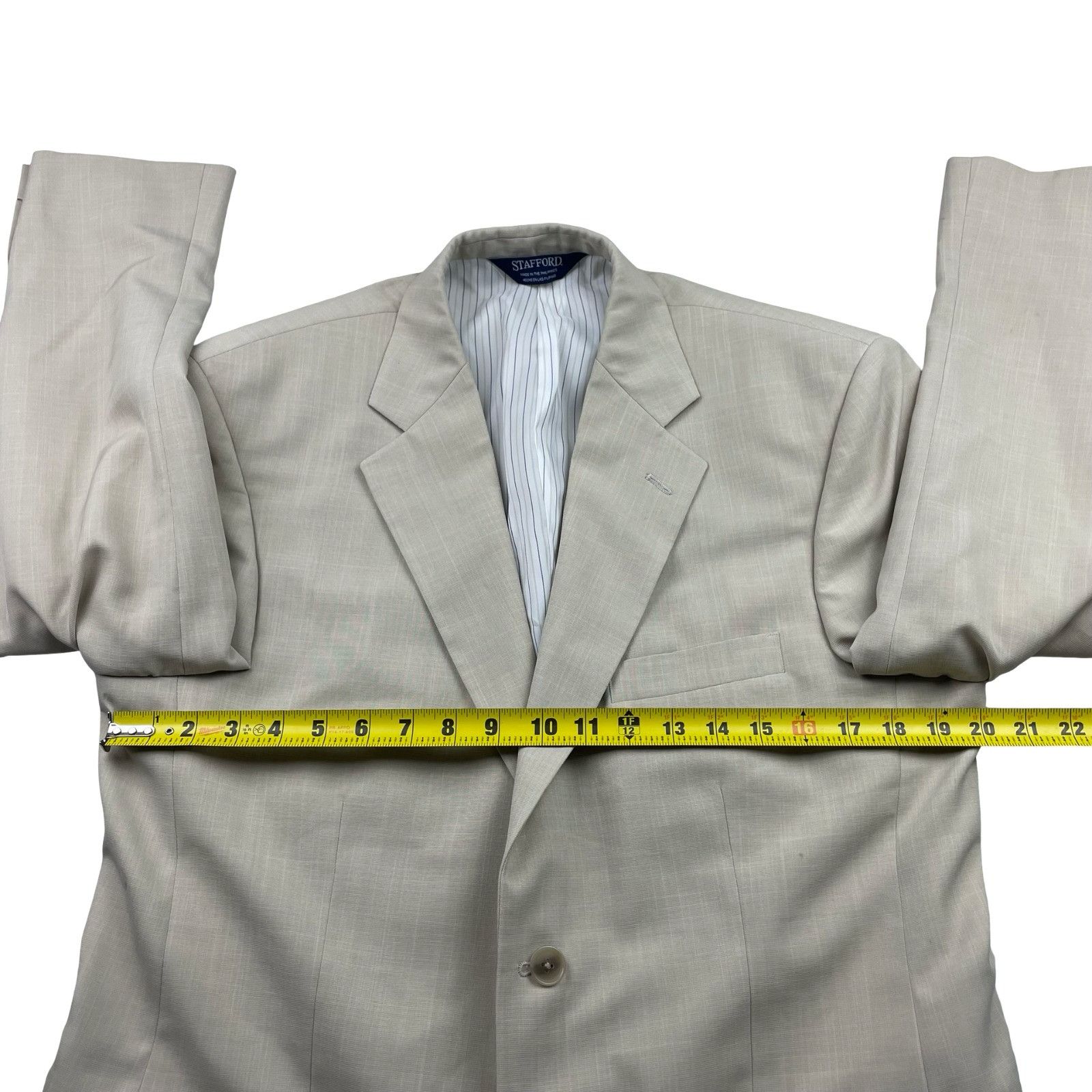 Stafford Stafford Men's Performance 2-Button Suit Light Khaki/Tan • 4 Size 40R - 12 Thumbnail