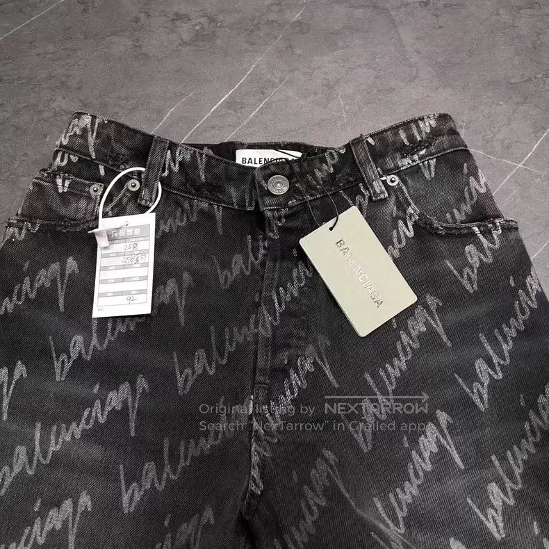 Balenciaga Balenciaga Cursive letter logo barrage printed denim long Size 25" / US 0 / IT 36 - 4 Thumbnail